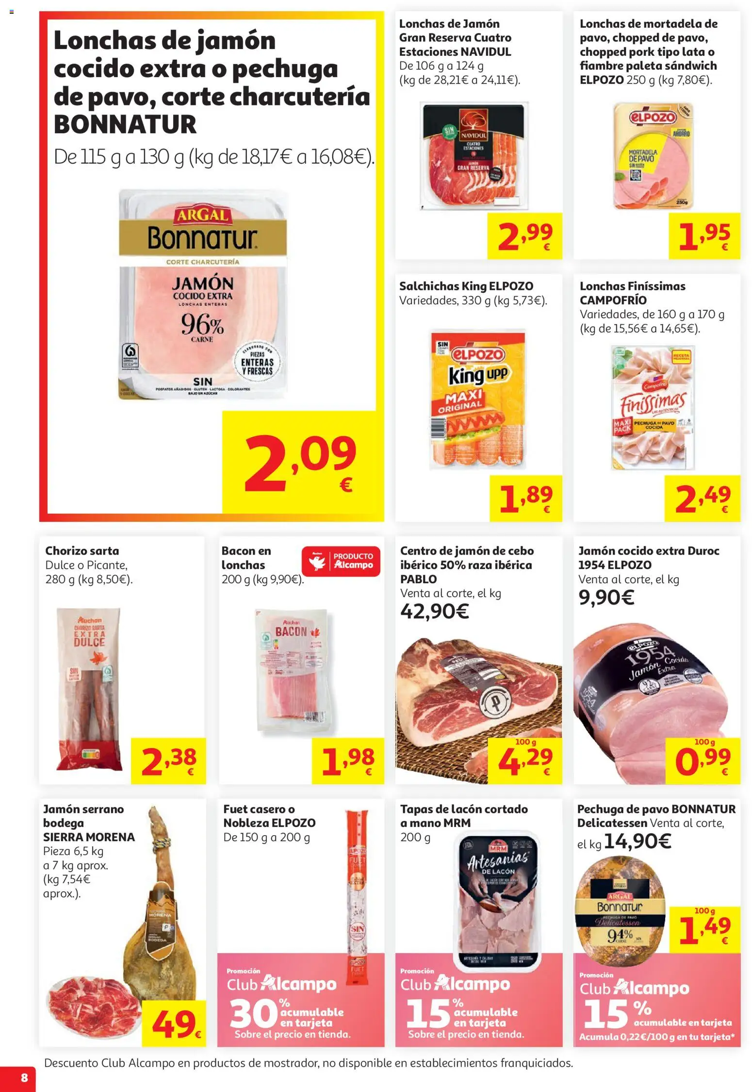 Alcampo HG Catalán Litoral │ válido desde el 15/07/2026 | Página: 8 | Productos: Jamón serrano, Jamón, Jamón cocido, Mortadela