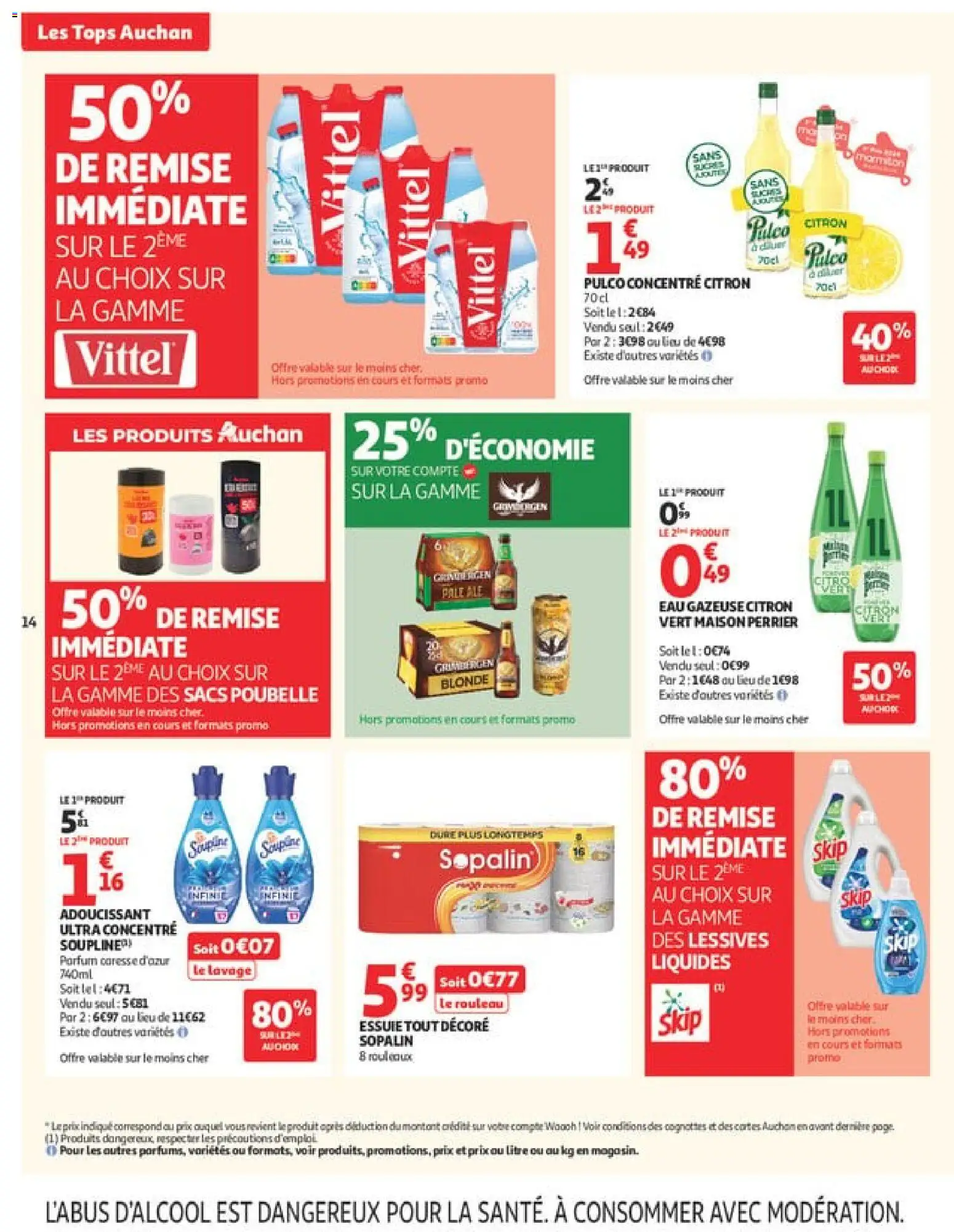 {H1} | Page: 14 | Produits: Poubelle, Rouleau, Soupline, Eau gazeuse