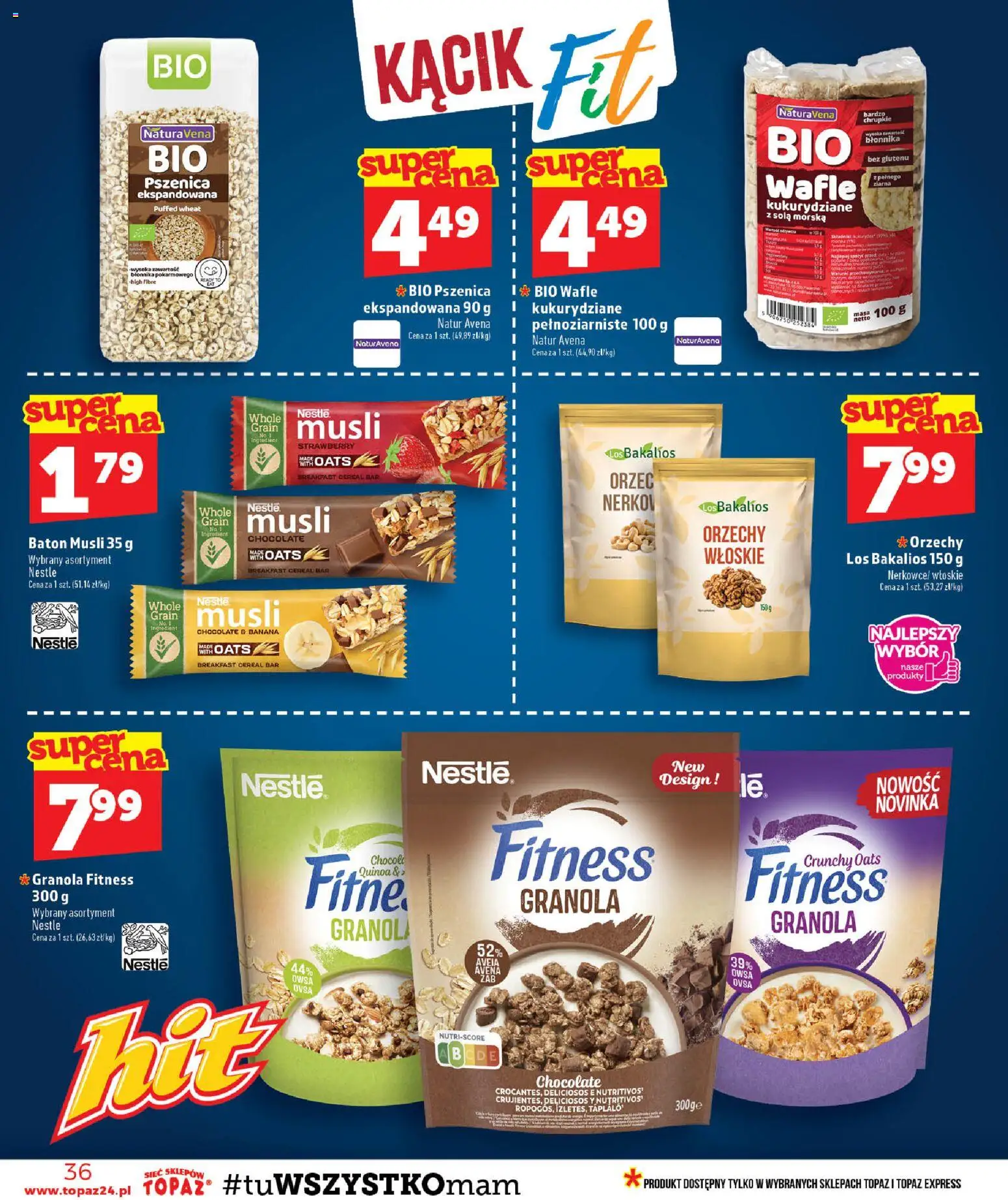 Topaz gazetka od 30.07.2026 | Strona: 36 | Produkty: Wafle kukurydziane, Granola, Baton, Orzechy