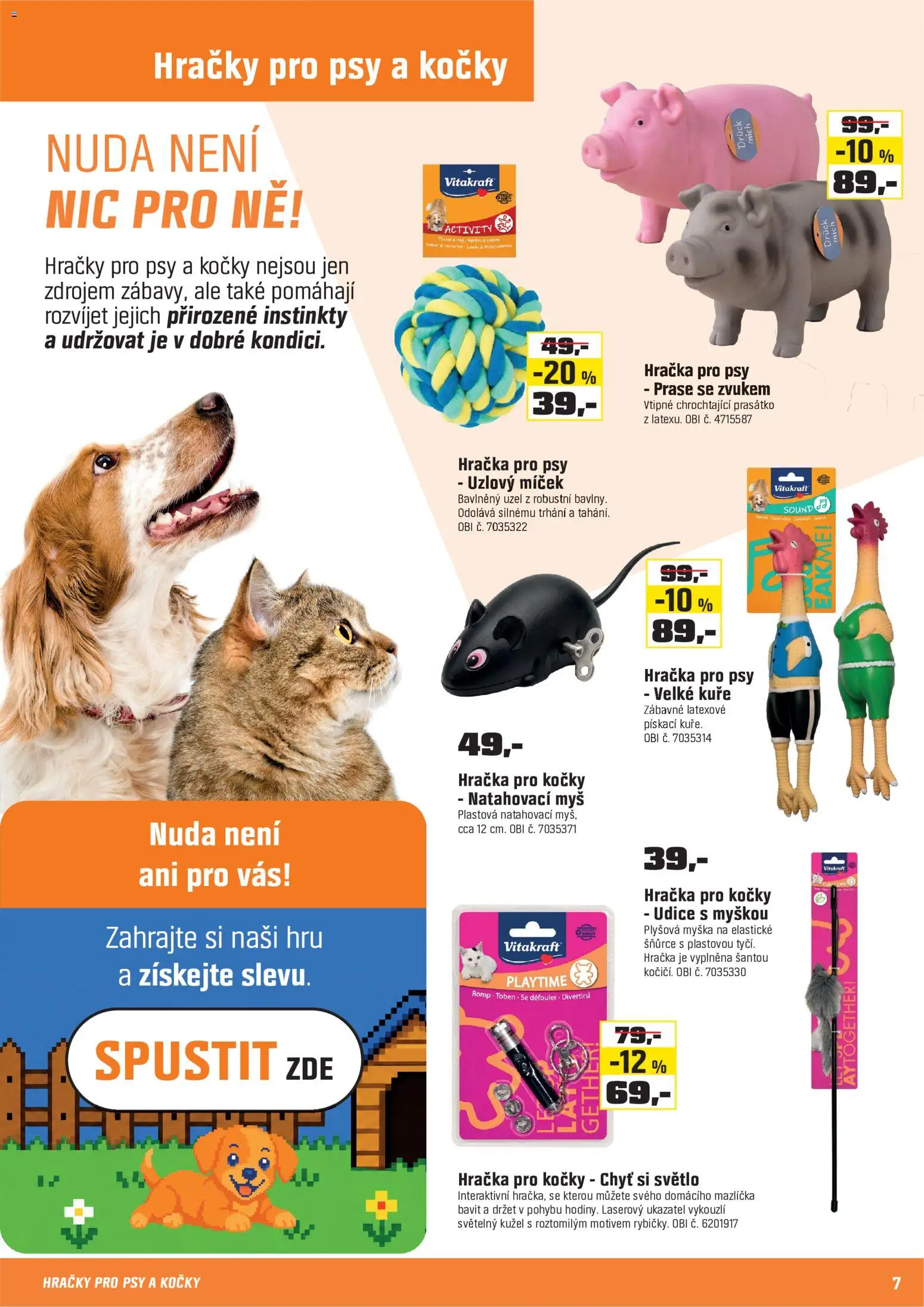 OBI leták - Chovatelské potřeby od 15.09.2026 | Strana: 7 | Produkty: Hračky pro psy, Myš, Hračky, Kuře