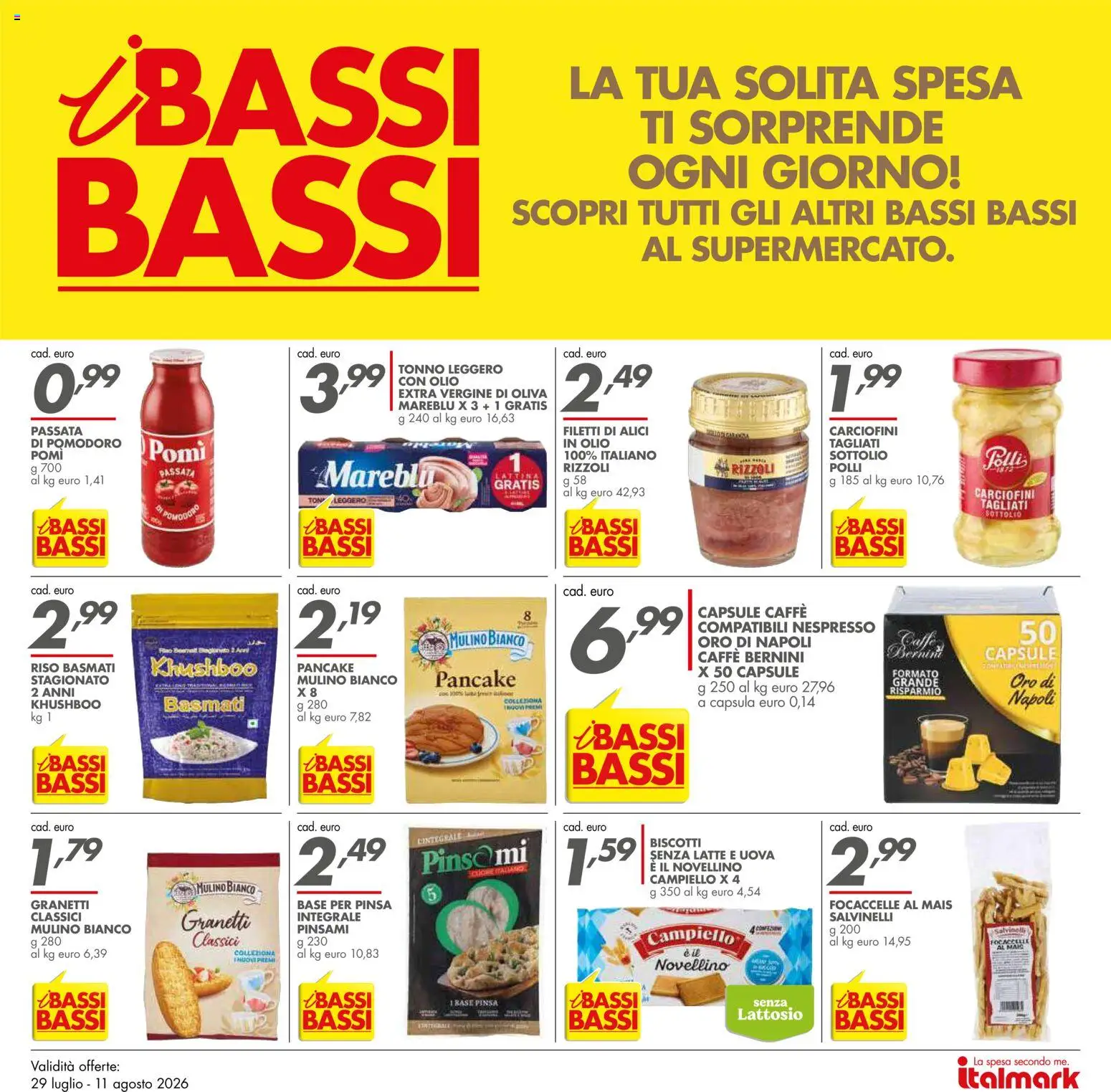 Volantino Italmark del 29/07/2026 | Pagina: 37 | Prodotti: Riso Basmati, Biscotti, Pomodoro, Tonno