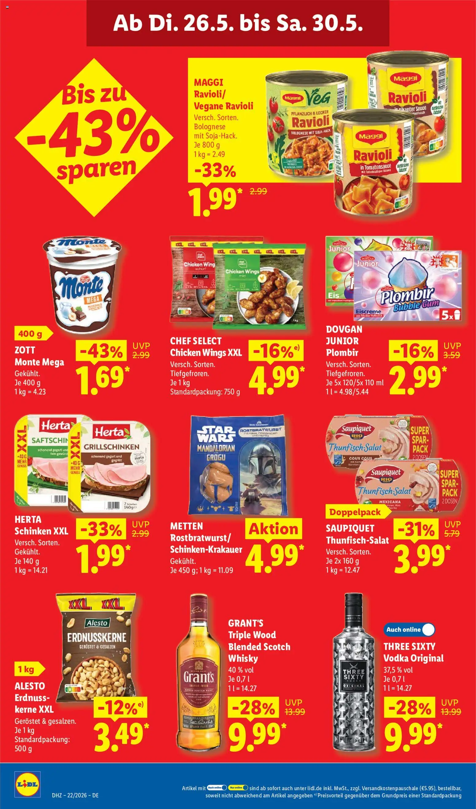 Lidl Prospekt – gültig ab 26.05.2026 | Seite: 16 | Produkte: Maggi, Thunfisch, Schinken, Vodka