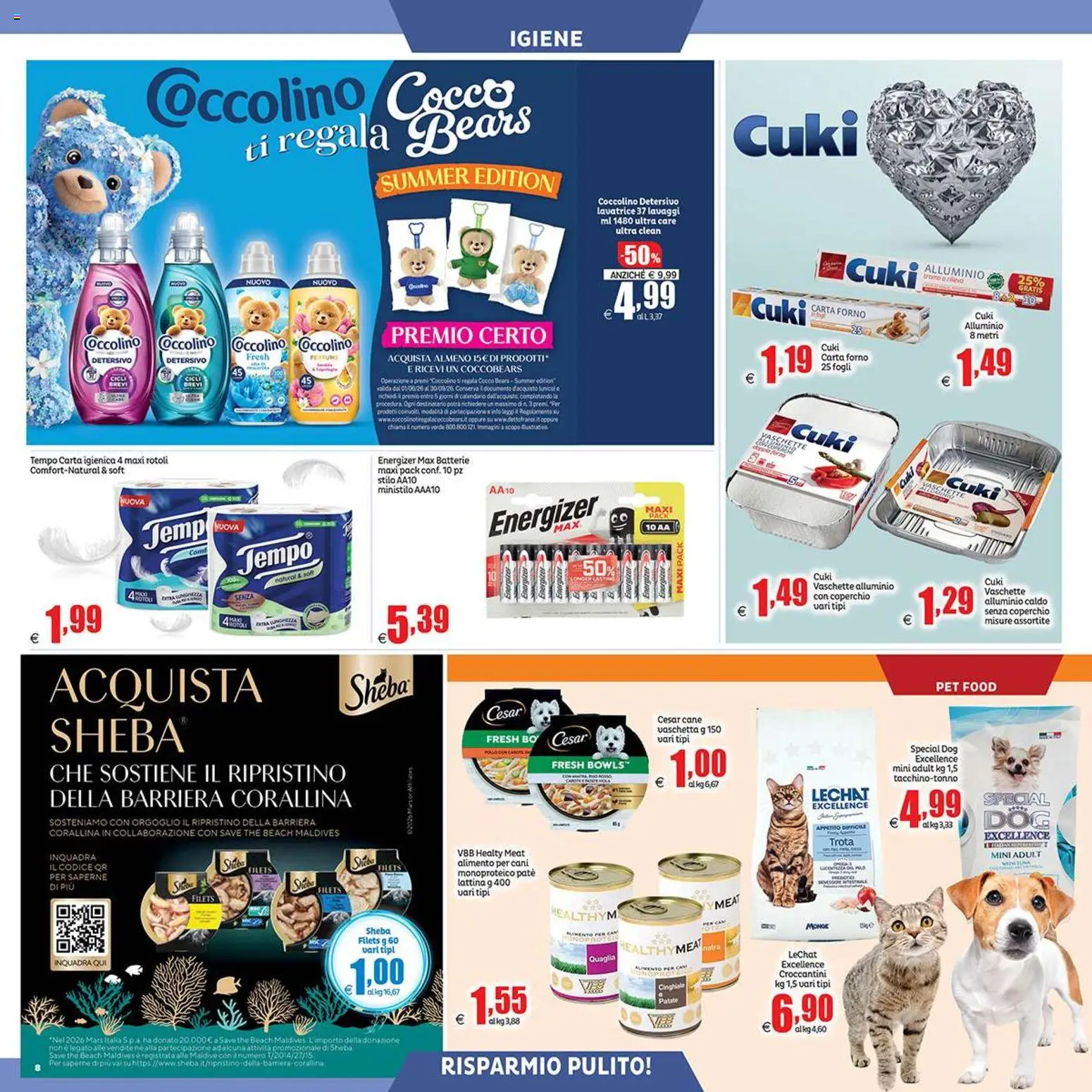 Volantino Elite Supermercati del 31/07/2026 | Pagina: 8 | Prodotti: Carta igienica, Cocco, Carta forno, Vaschette