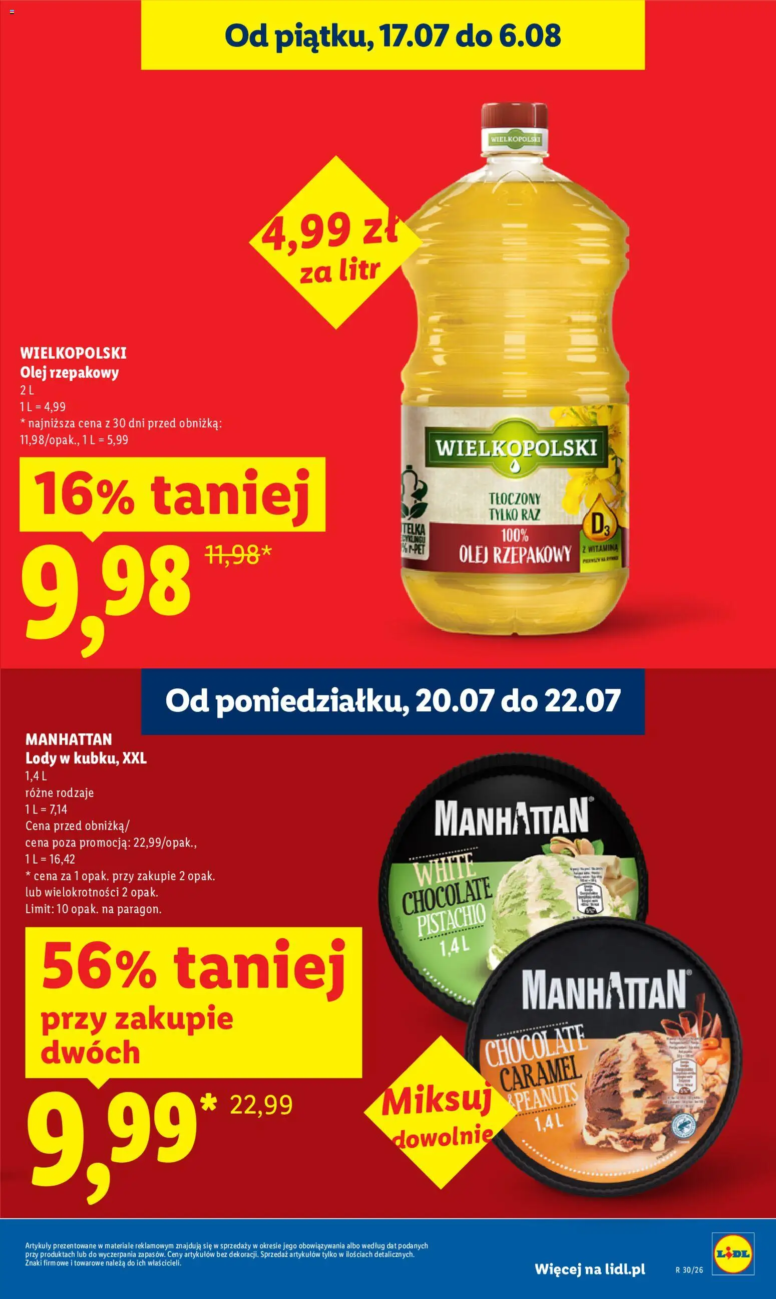 Lidl gazetka od 20.07.2026 | Strona: 9 | Produkty: Olej rzepakowy, Olej, Lody