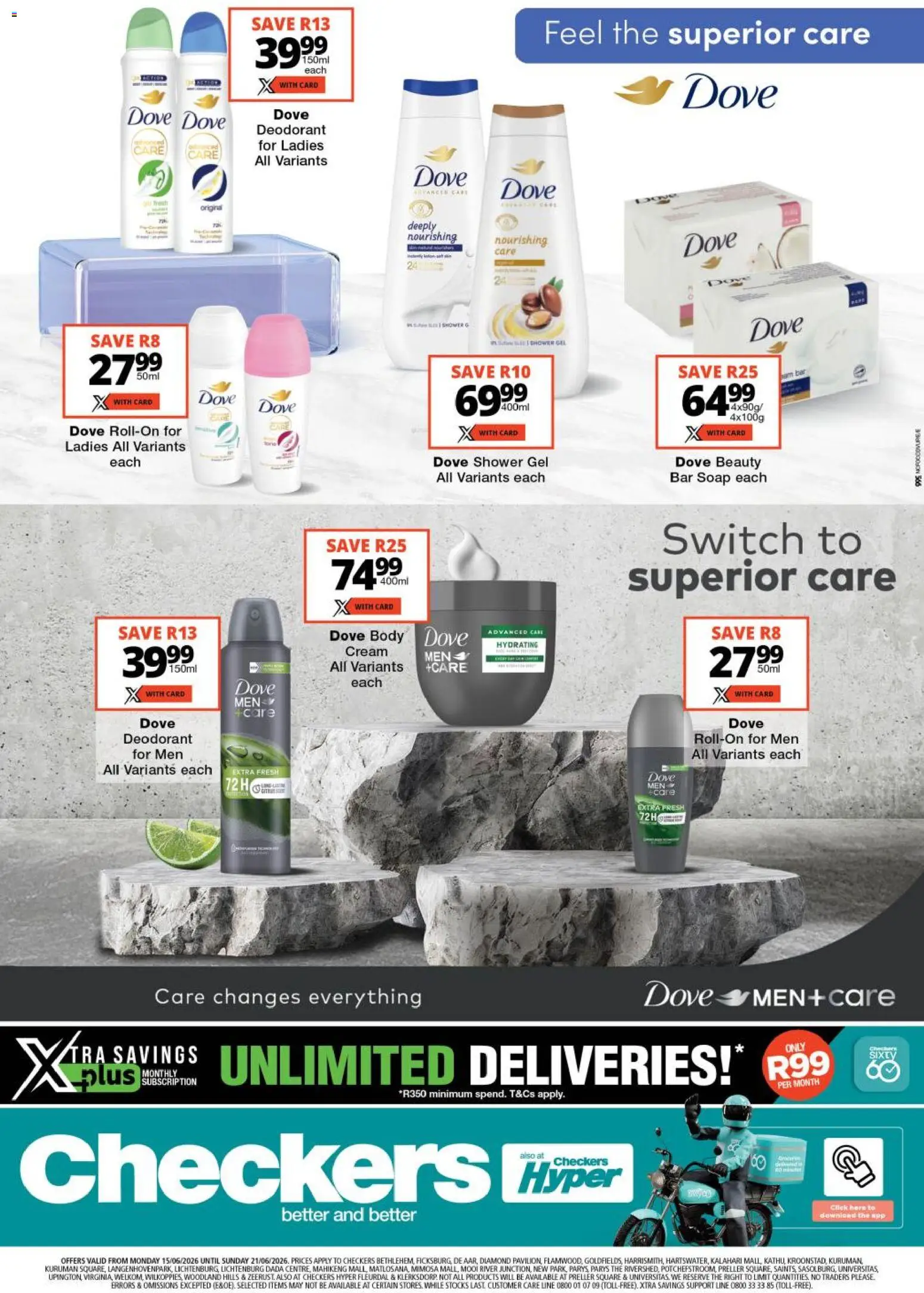 New Checkers catalogue – valid from 15.06.2026 | Page: 1 | Products: Ham, Switch, Shower gel, Deodorant