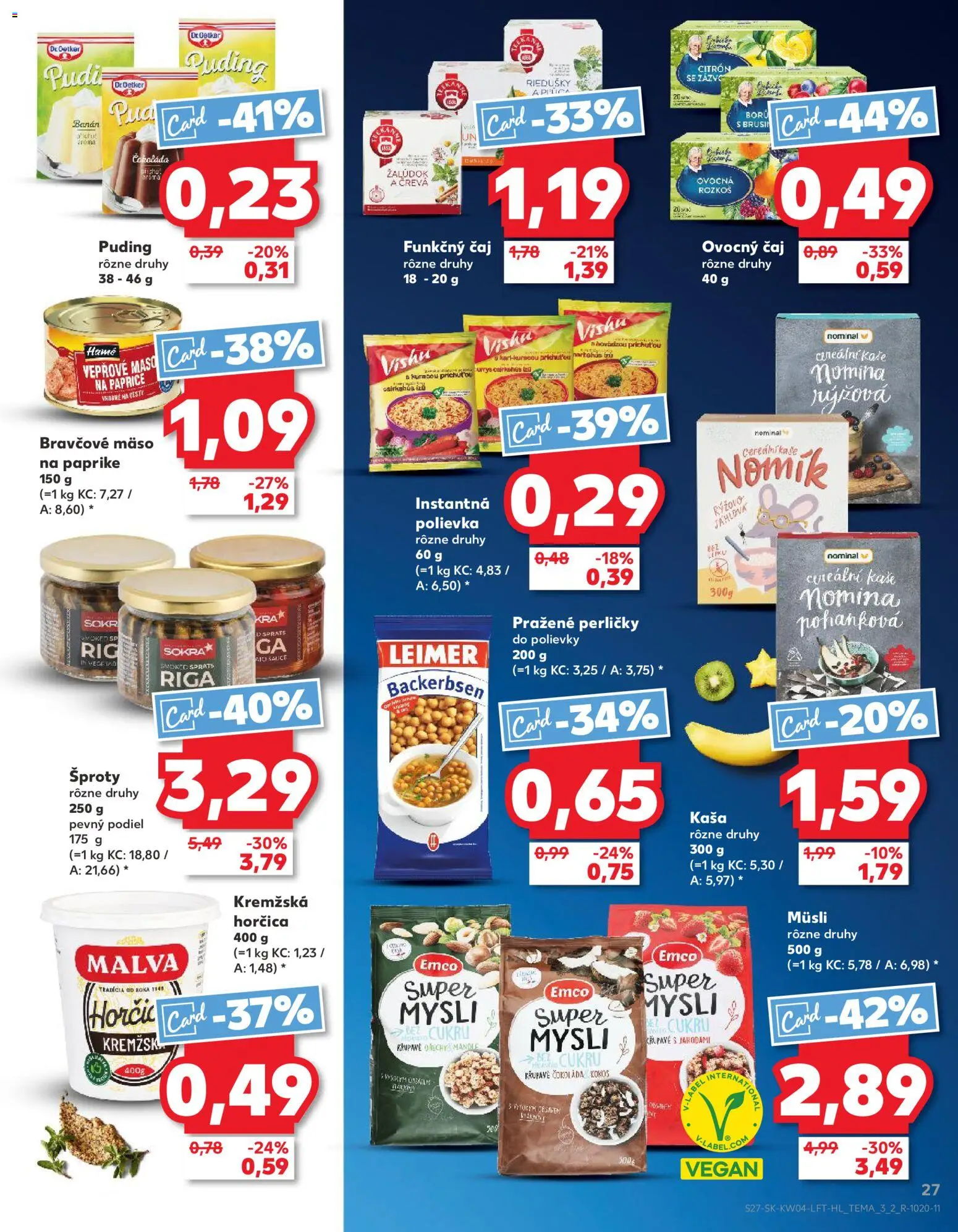 Nové Kaufland akcie – leták je platný od 22.01.2026 | Strana: 27 | Produkty: Puding, Čokoláda, Bravčové mäso, Mandle