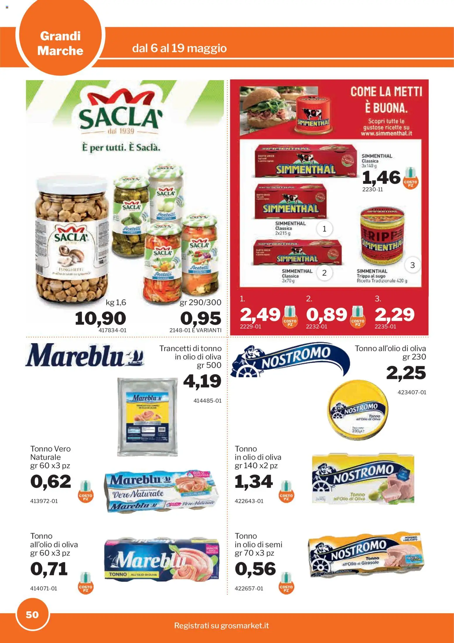 Volantino Sogegross del 06.05.2026 | Pagina: 50 | Prodotti: Olio, Tonno, Sugo, Olio di Oliva