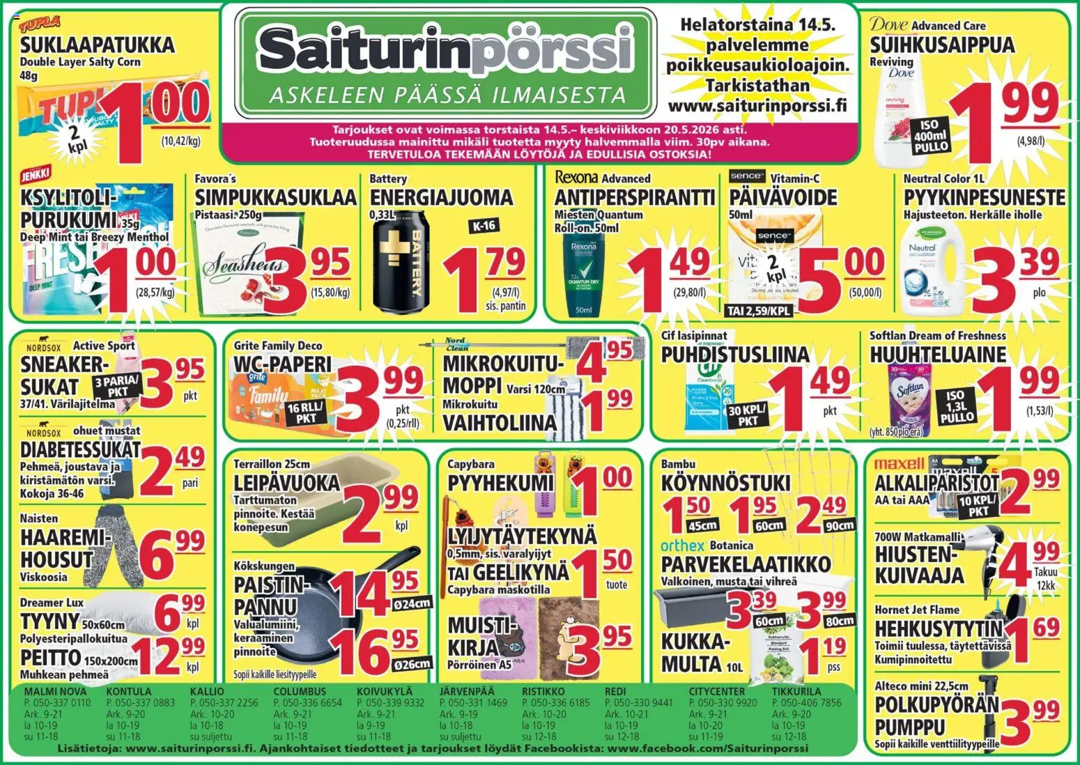 Saiturinpörssi tarjoukset – voimassa 14.05.2026 alkaen | Sivu: 1