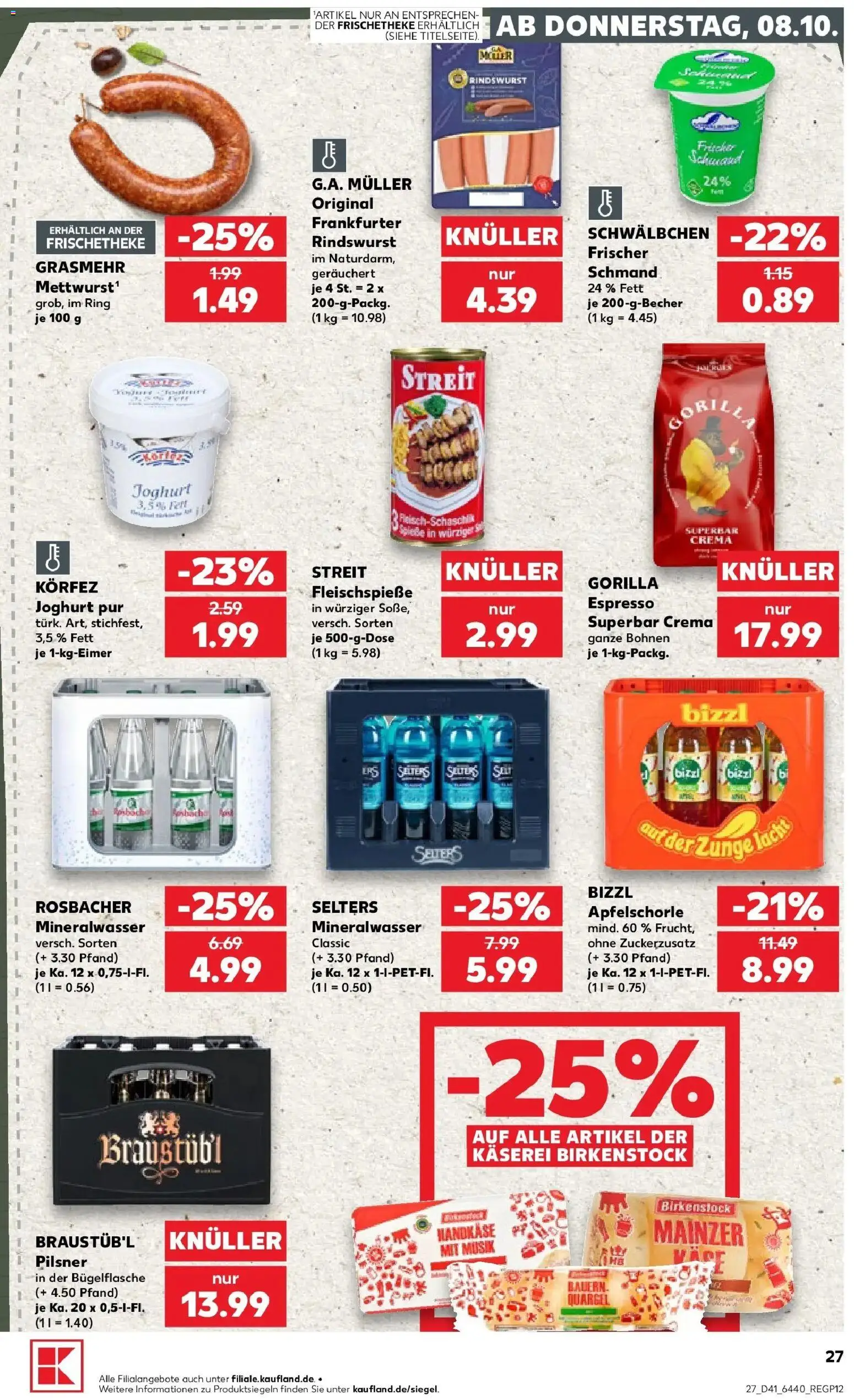 Prospekt Kaufland ab 08.10.2026 » Angebote Online zum Blättern | Seite: 27 | Produkte: Joghurt, Mineralwasser