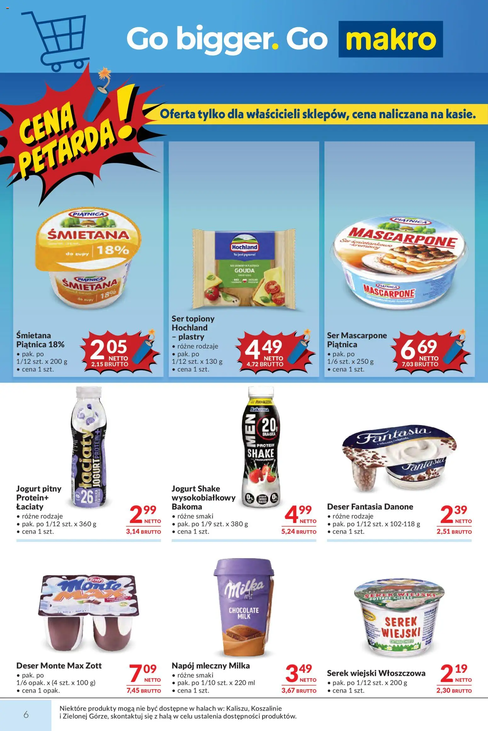 Makro gazetka od 21.07.2026 | Strona: 6 | Produkty: Ser topiony, Serek, Jogurt pitny, Serek wiejski