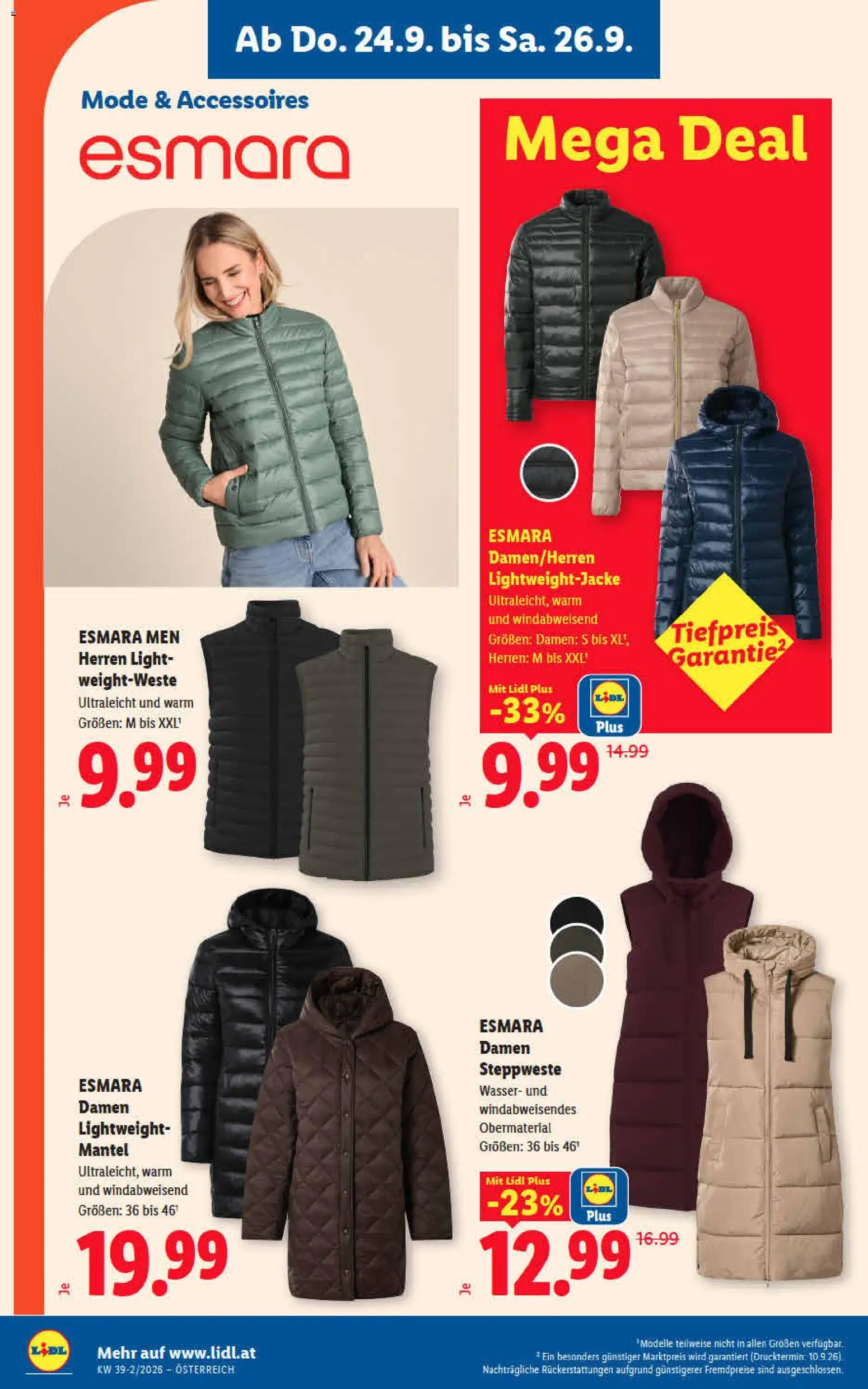 Lidl - Flugblatt gültig ab 24.09.2026 | Seite: 26 | Produkte: Mantel, Wasser