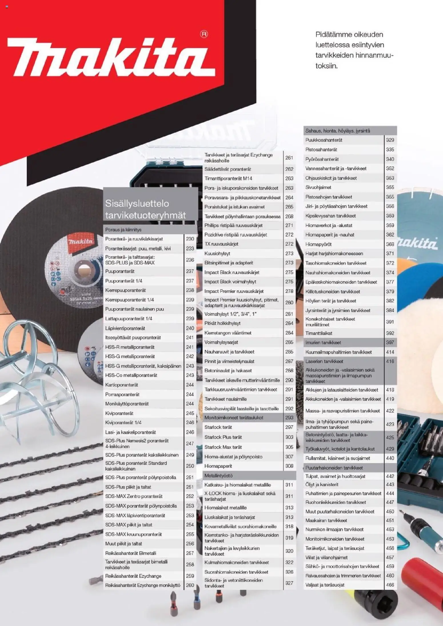 Makita - Tuoteluettelo 2026 – voimassa 24.03.2026 alkaen | Sivu: 229 | Tuotteet: Käsineet, Pora, Poranterä
