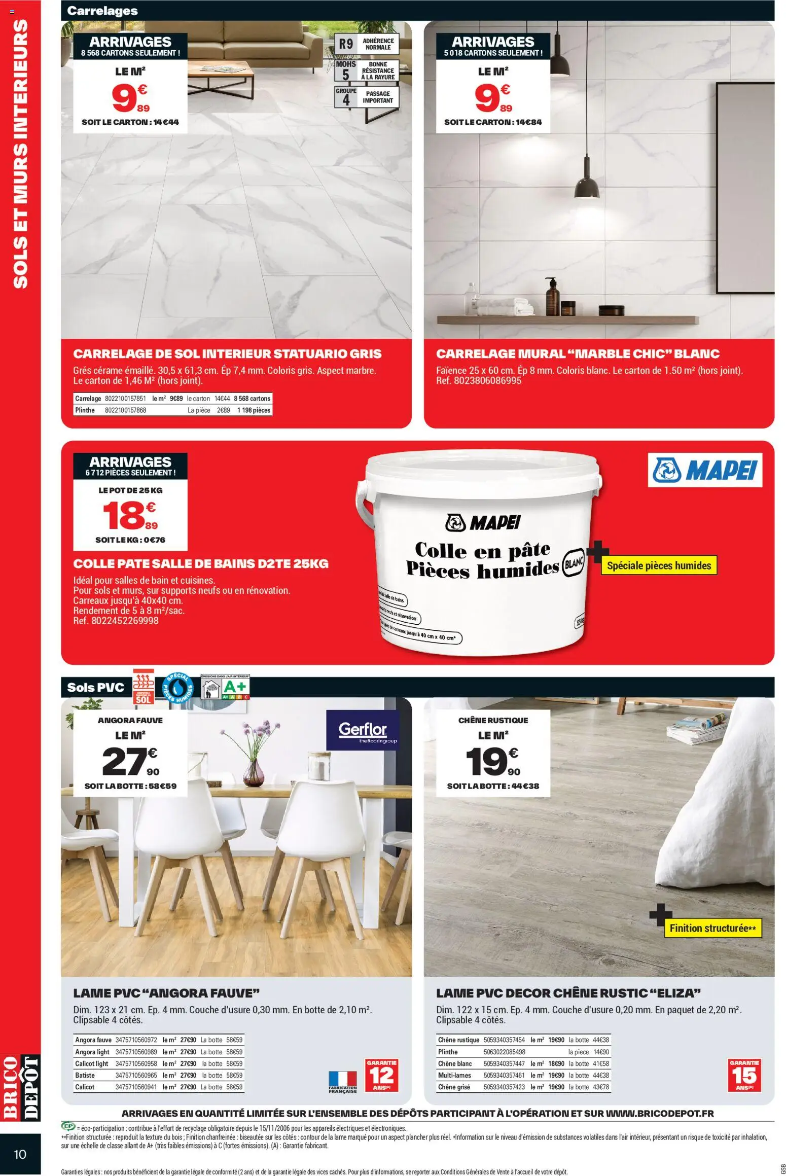 {H1} | Page: 10 | Produits: Plinthe, Colle, Pâte, Carrelage