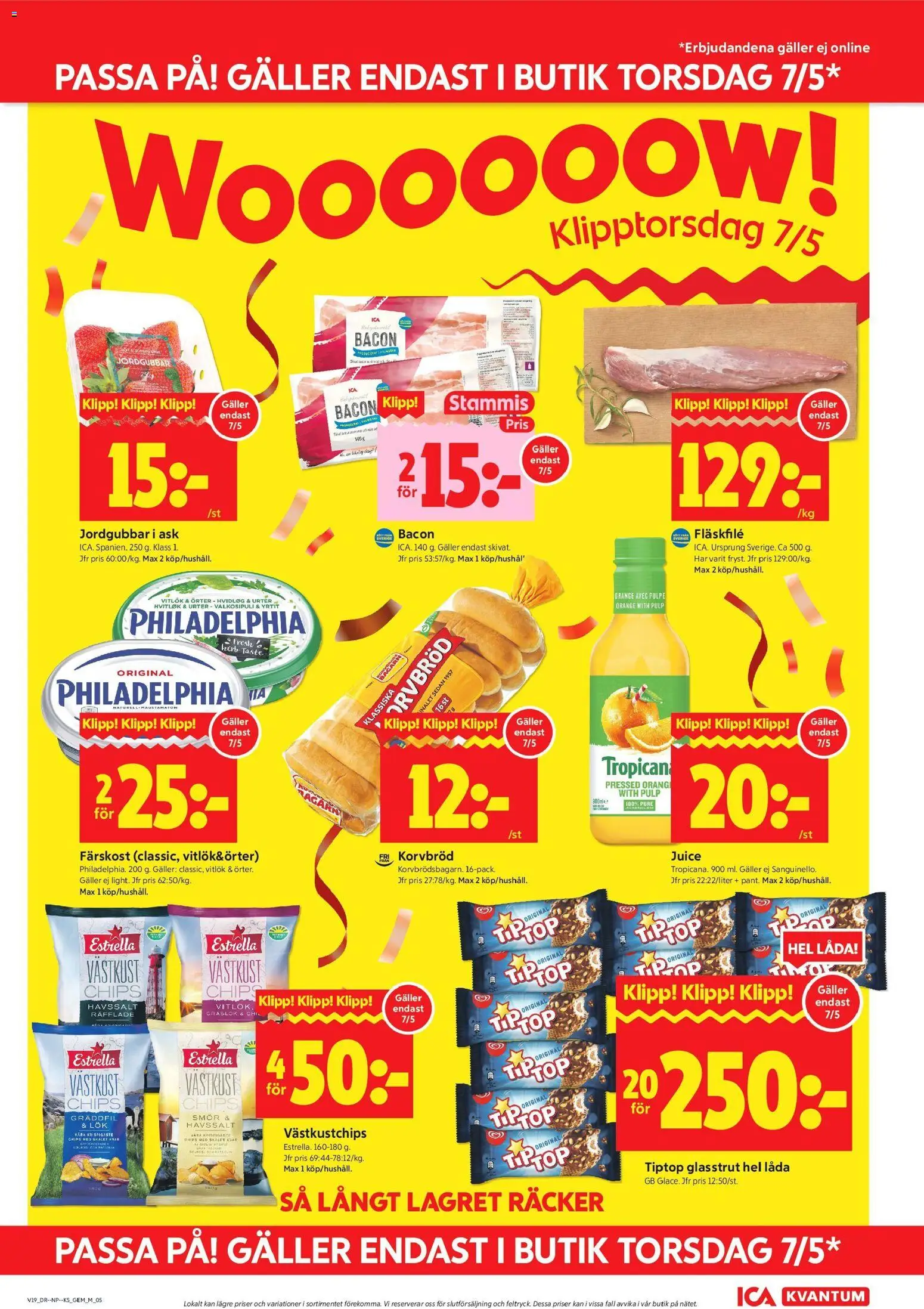 ICA Kvantum reklamblad aktuell från 04.05.2026 | Sida: 5 | Produkter: Korvbröd, Vitlök, Gräddfil, Jordgubbar