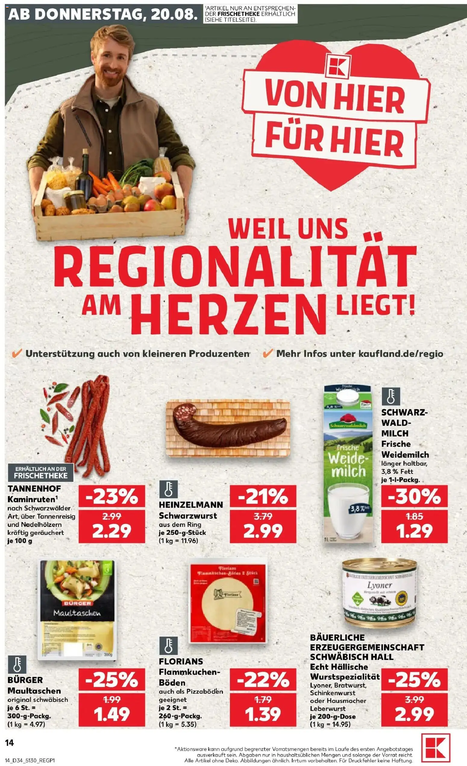 Prospekt Kaufland ab 17.08.2026 » Angebote Online zum Blättern | Seite: 25 | Produkte: Milch, Bratwurst, Burger, Maultaschen