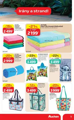 Auchan Nyári extra ajánlataink - amely érvényes a következő dátumtól: 11.06.2026 | Oldal: 9 | Termékek: Törölköző, Poncsó, Strandtörölköző, Hűtőtáska