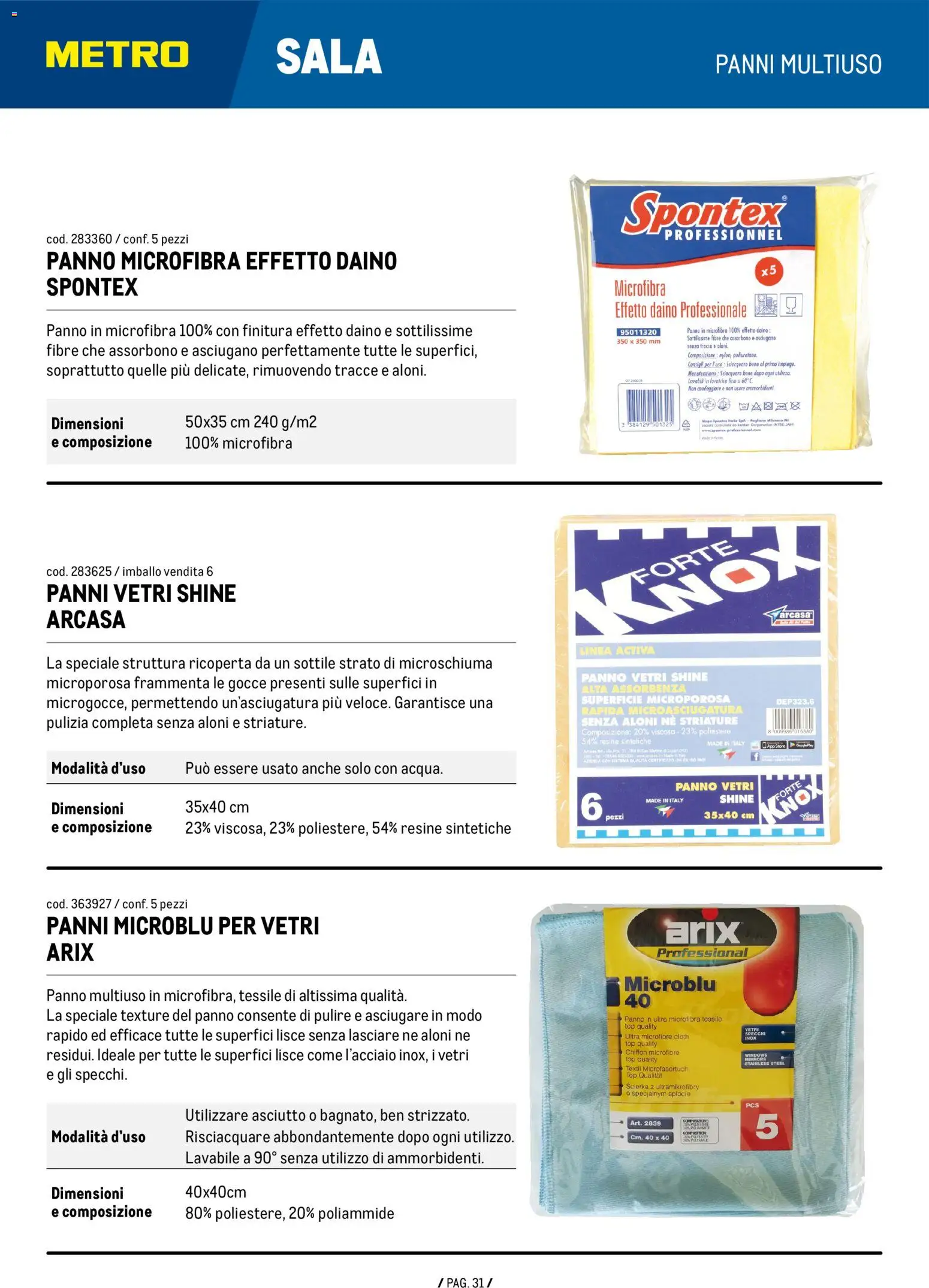 Volantino Metro del 04.06.2026 | Pagina: 31 | Prodotti: Panno microfibra, Top, Lavatrice