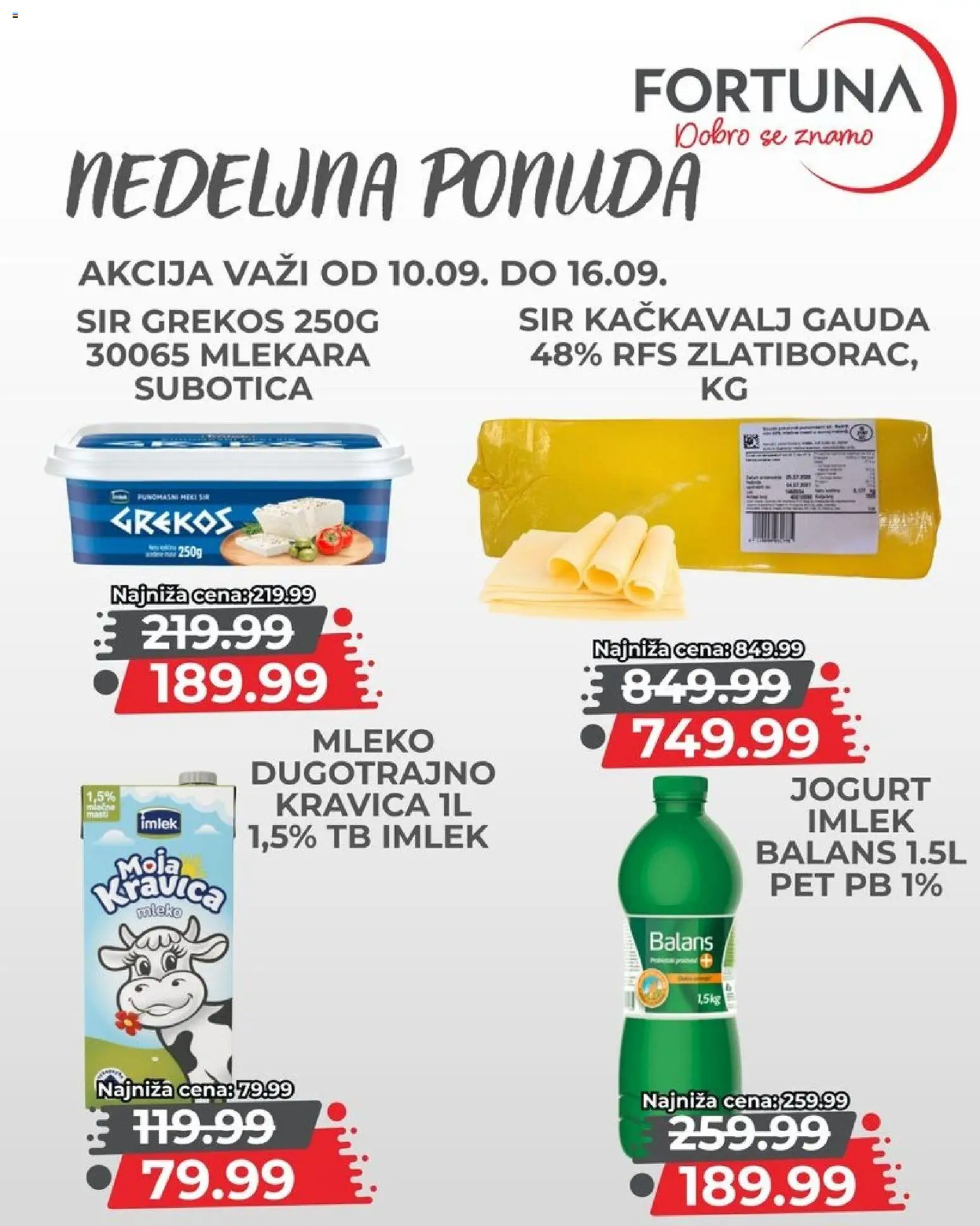Fortuna Market katalog - važi od 10.09.2026 | Strana: 6 | Proizvode: Mleko, Sir, Kačkavalj, Jogurt