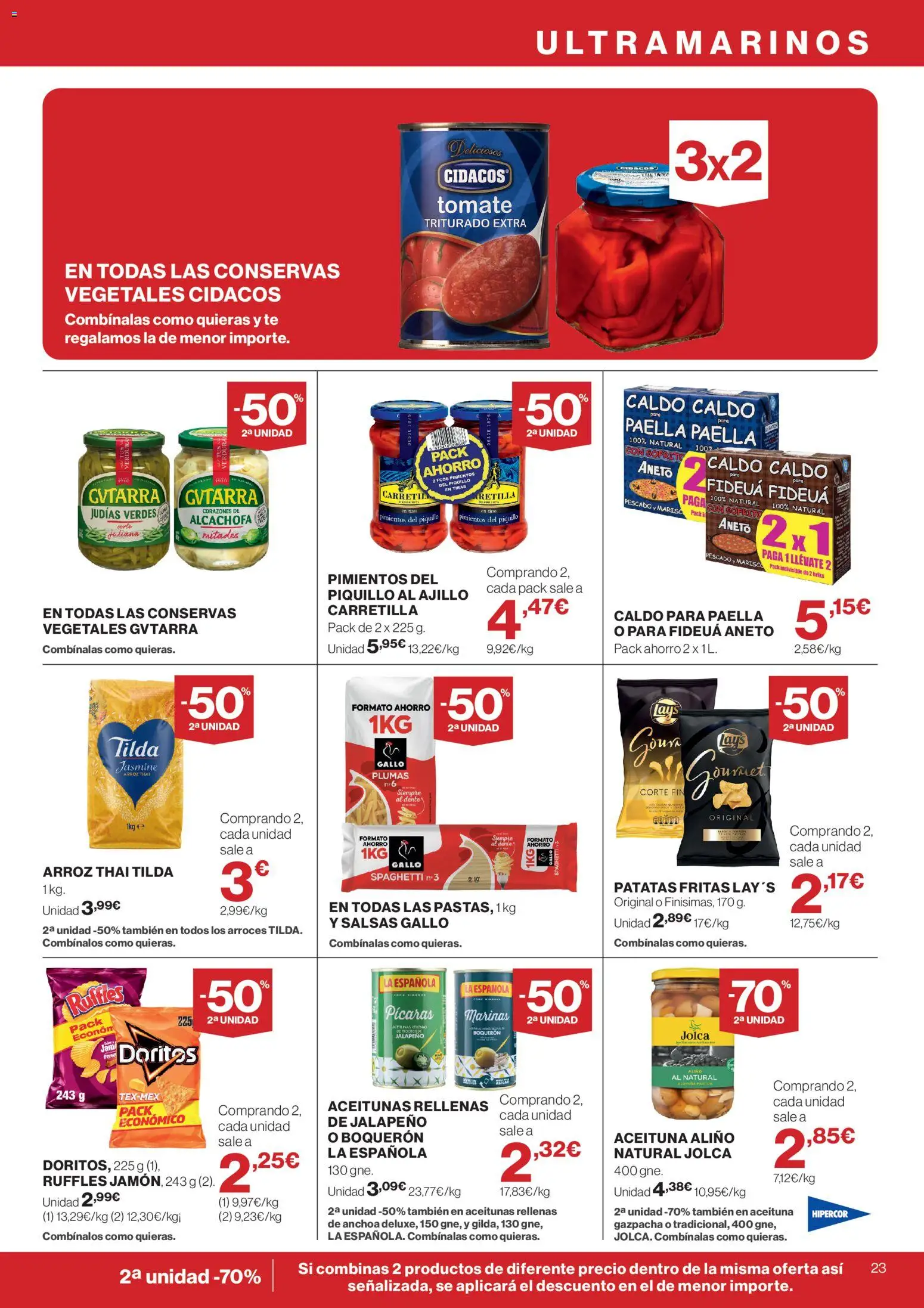 Hipercor catálogo │ válido desde el 21.05.2026 | Página: 23 | Productos: Arroz, Pescado, Anchoa, Tomate triturado