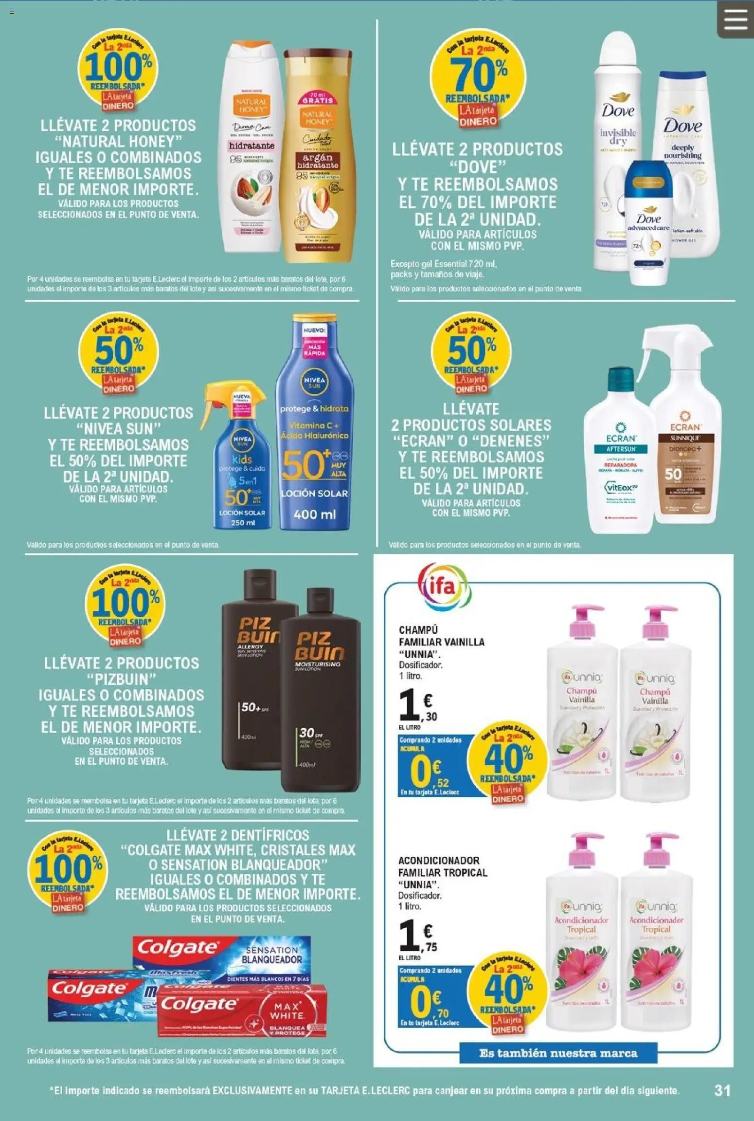 E.Leclerc Trujillo │ válido desde el 01/07/2026 | Página: 31 | Productos: Champú, Acondicionador, Té