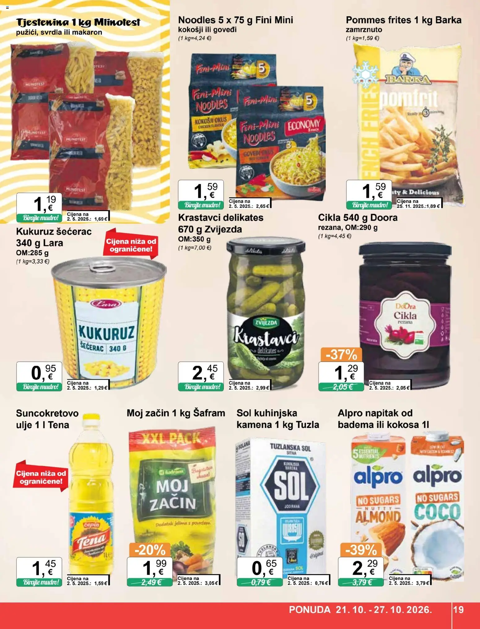 KTC katalog | vrijedi od 21.10.2026 | Stranica: 19 | Proizvodi: Kukuruz, Ulje, Alpro, Napitak