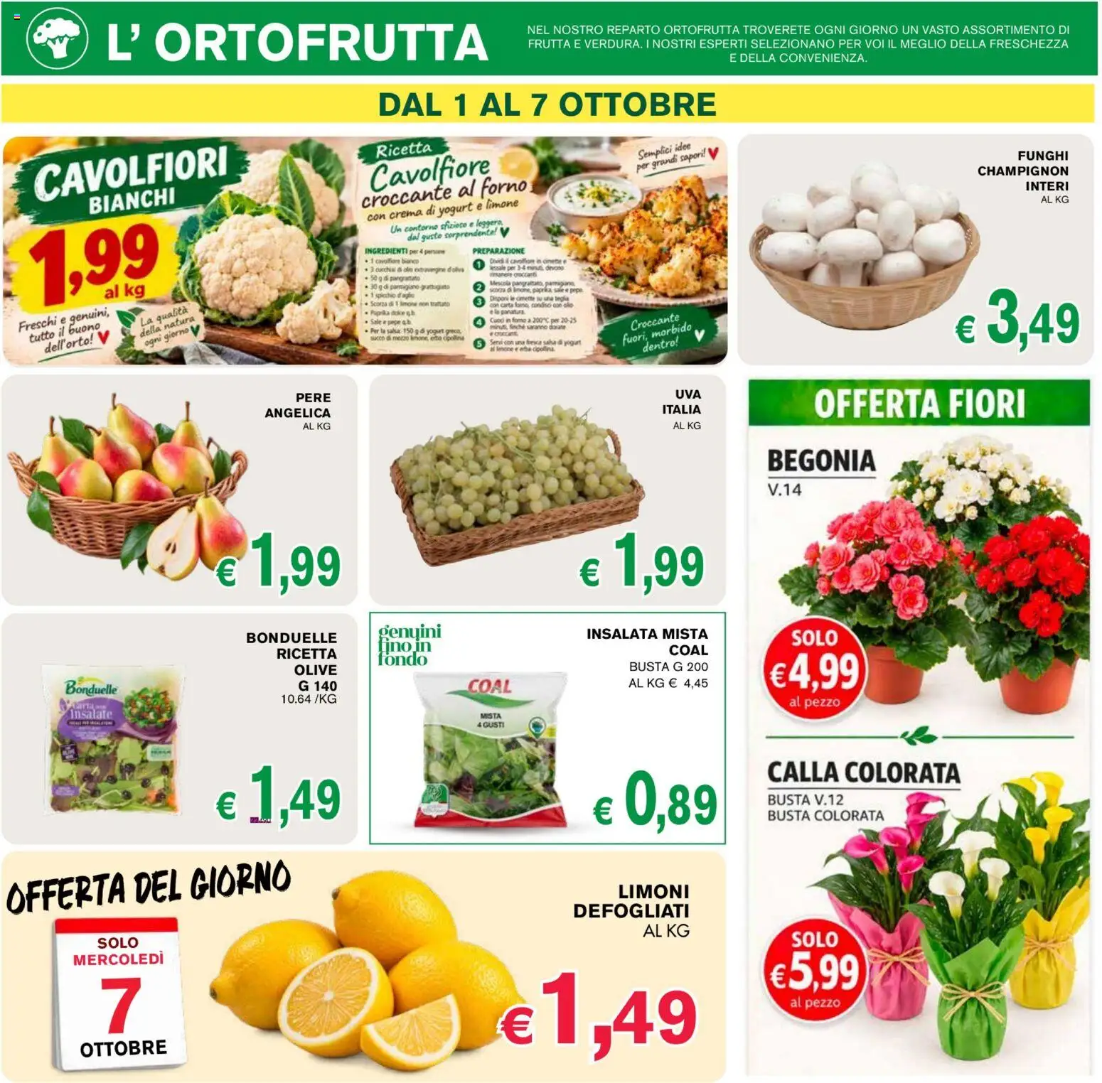 Volantino Coal del 24/09/2026 | Pagina: 3 | Prodotti: Teglia, Funghi, Cavolfiore, Fiori