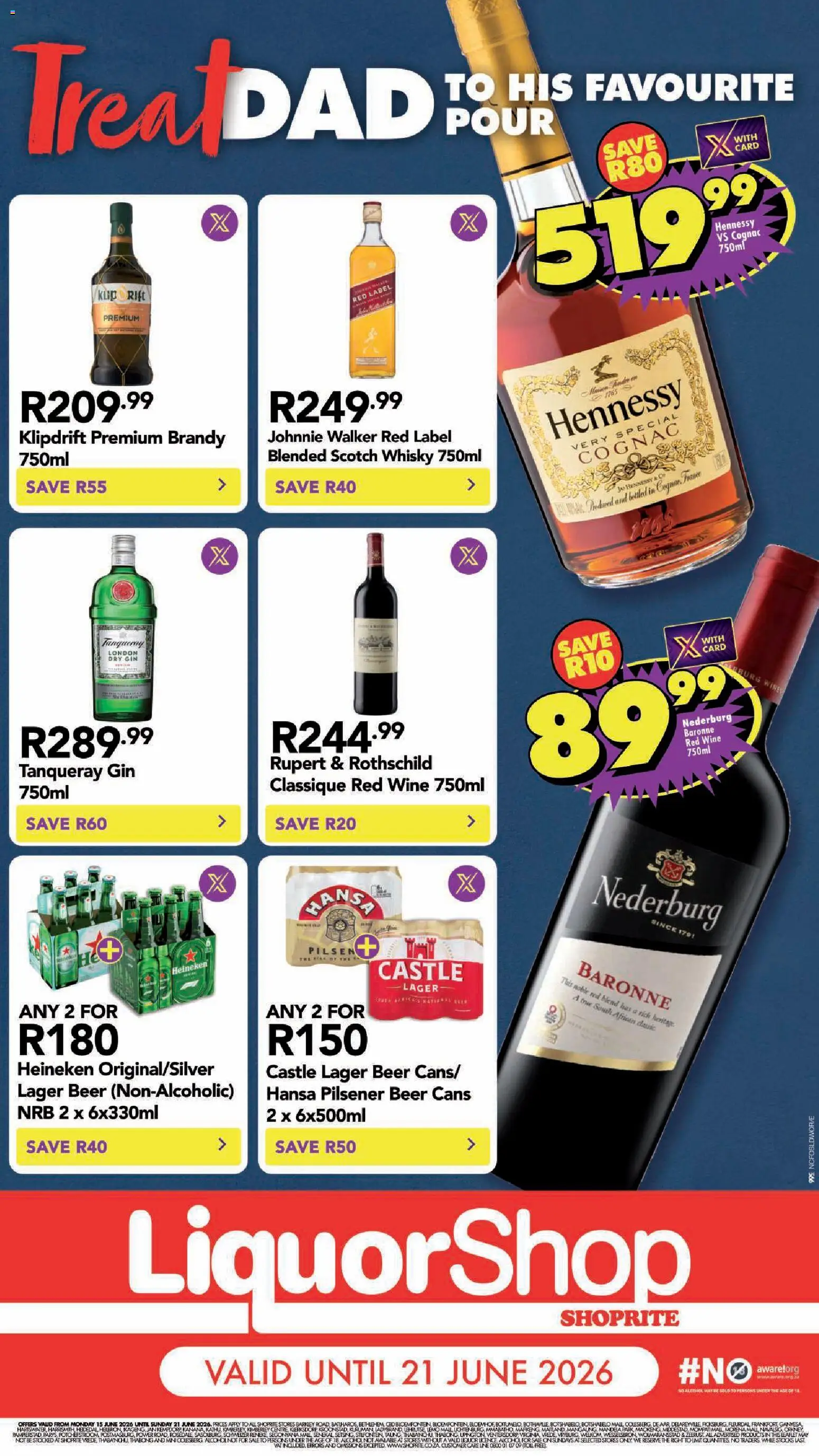New Shoprite catalogue – valid from 15.06.2026 | Page: 5 | Products: Brandy, Wine, Beer, Gin