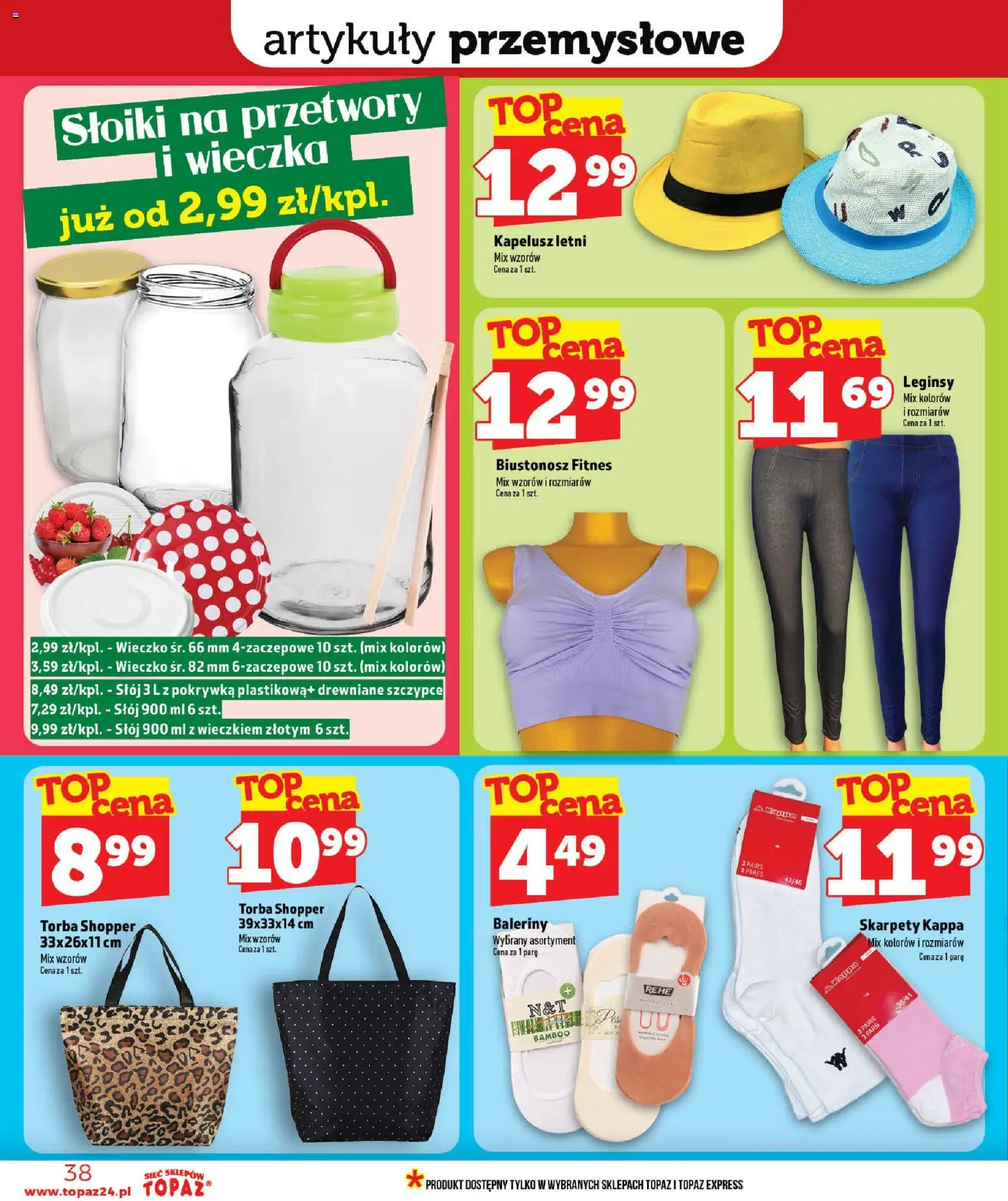 Topaz gazetka od 16.07.2026 | Strona: 38 | Produkty: Baleriny, Kappa, Przetwory, Artykuły przemysłowe