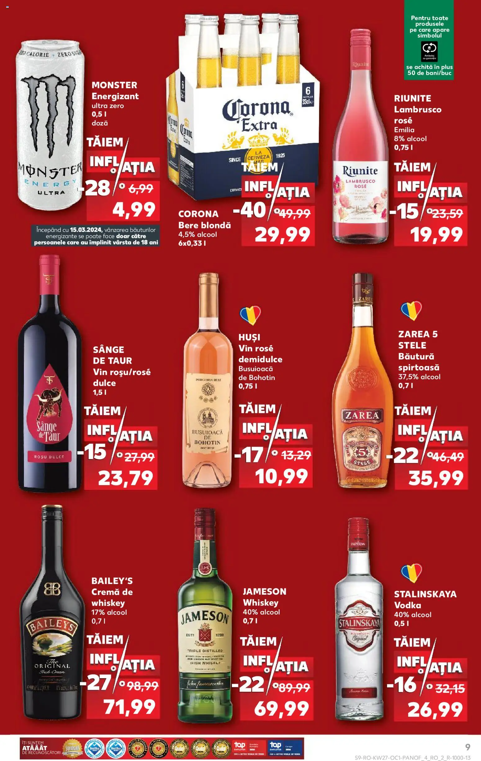 Noul catalog Kaufland – valabil de la 01.07.2026 | Pagină: 9 | Produse: Cremă, Vin, Bere, Whiskey