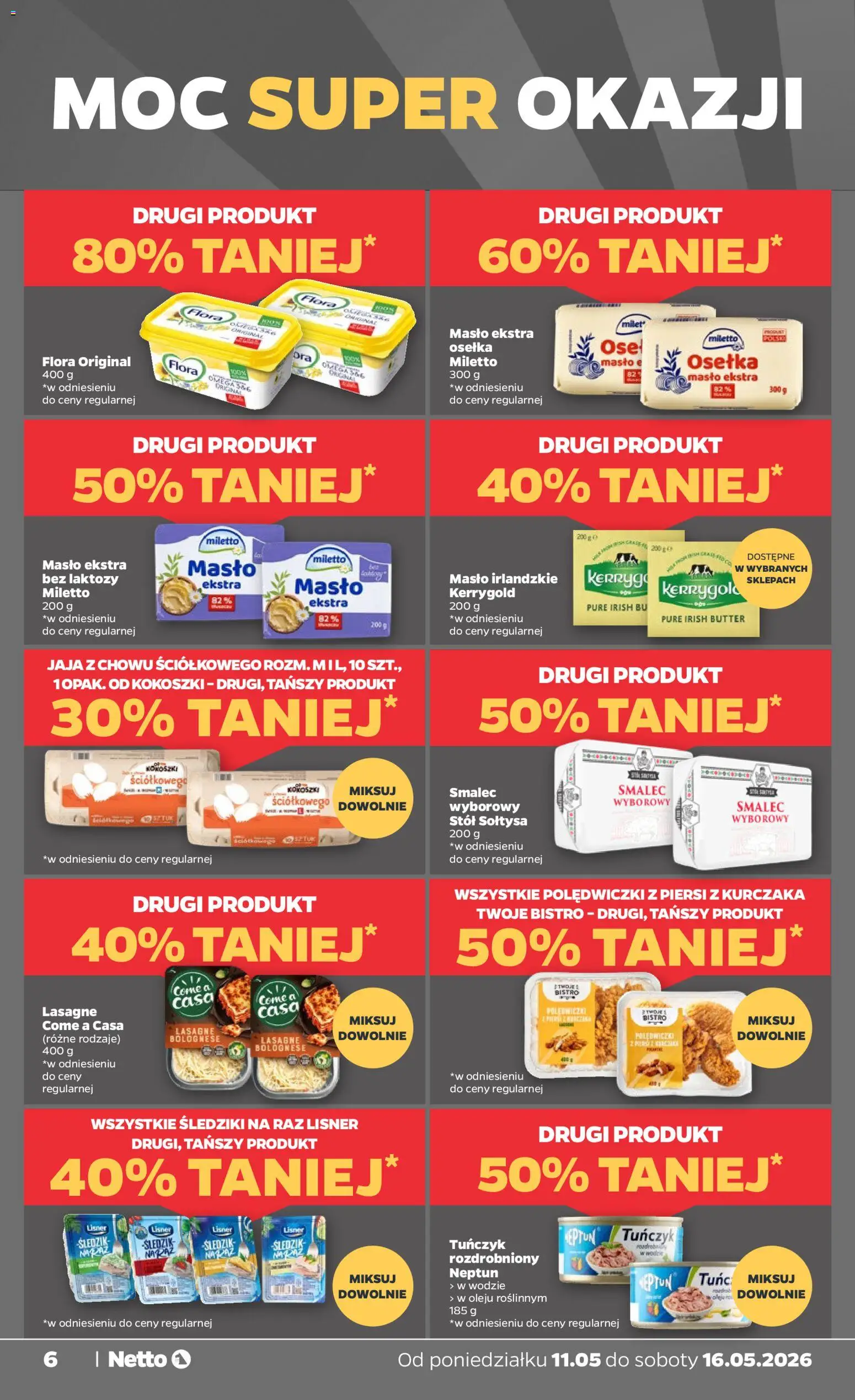 Netto gazetka od poniedziałku spożywcza od 11.05.2026 | Strona: 6 | Produkty: Piersi, Lasagne, Masło, Lasagne bolognese