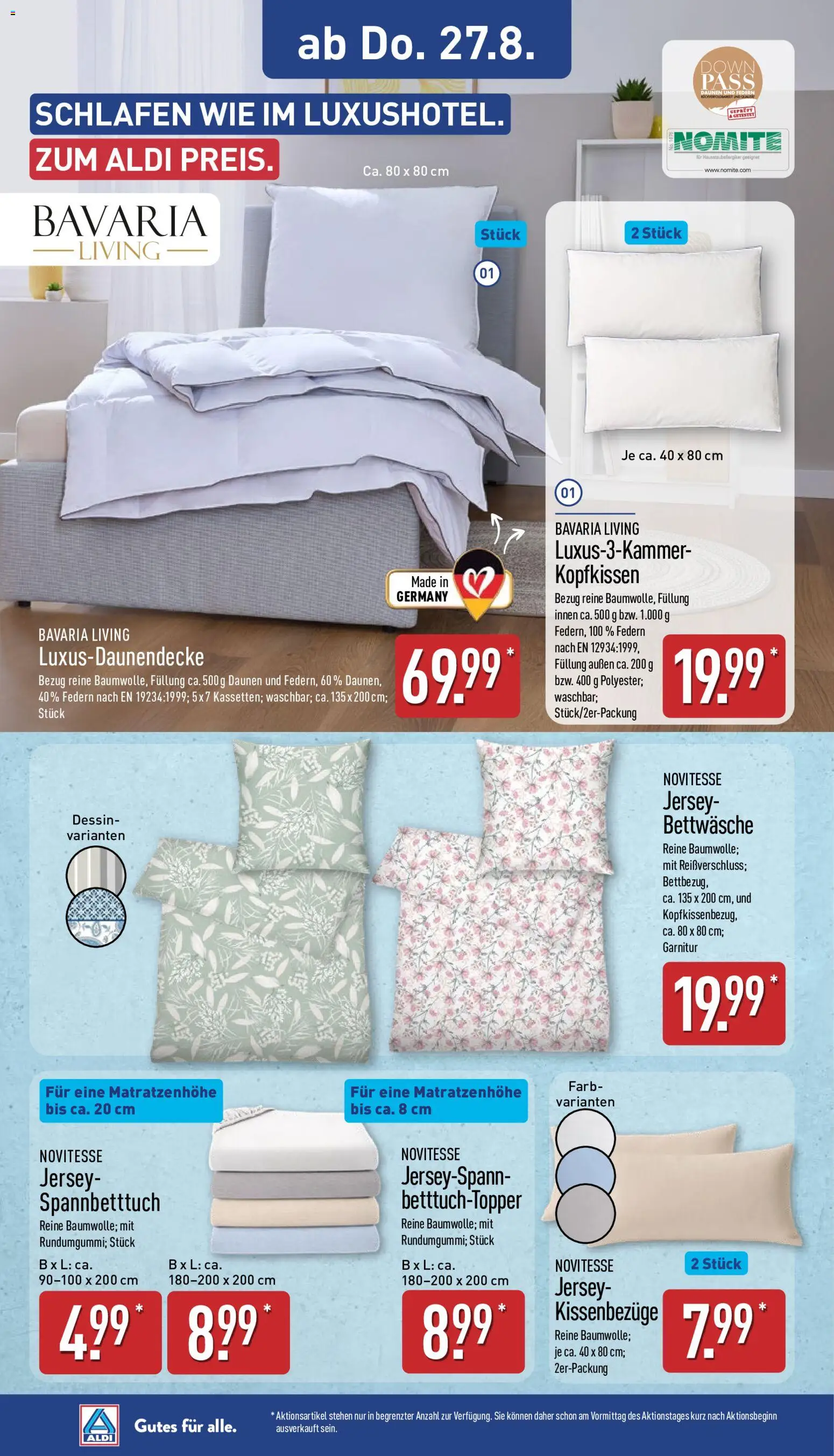 Aldi Prospekt – gültig ab 24.08.2026 | Seite: 9 | Produkte: Topper, Bettwäsche, Kopfkissen