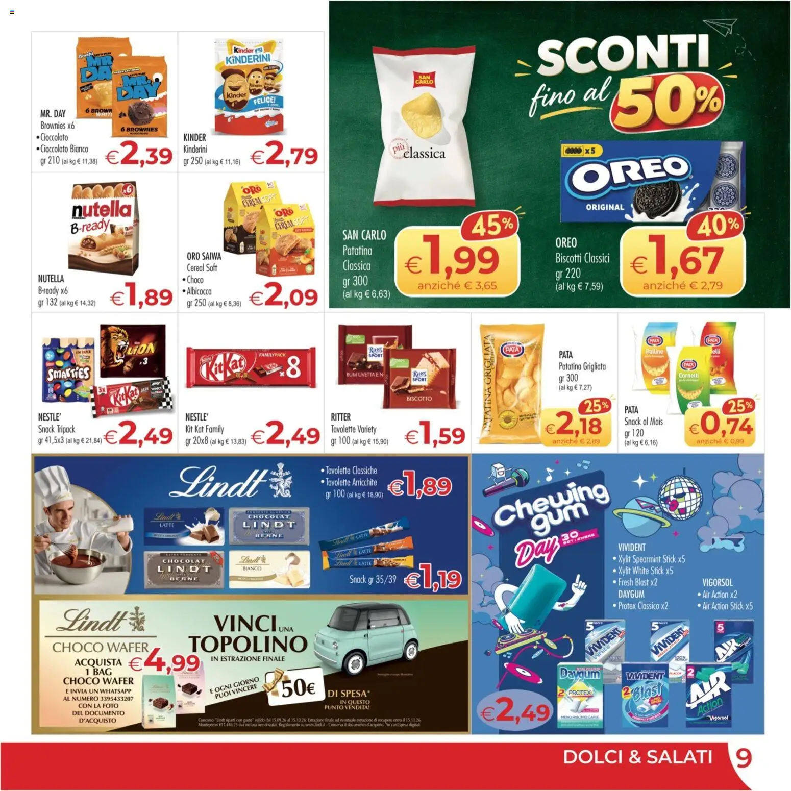 Volantino MerSi Supermercati del 23/09/2026 | Pagina: 9 | Prodotti: Cioccolato, Mais, Oreo, Brownies