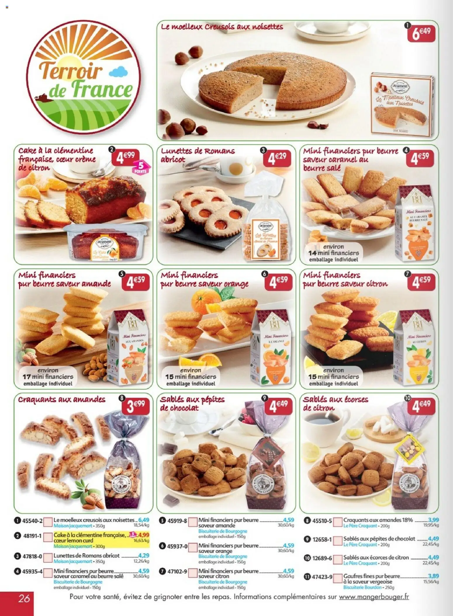{H1} | Page: 26 | Produits: Abricot, Pépites de chocolat, Noisettes, Amandes