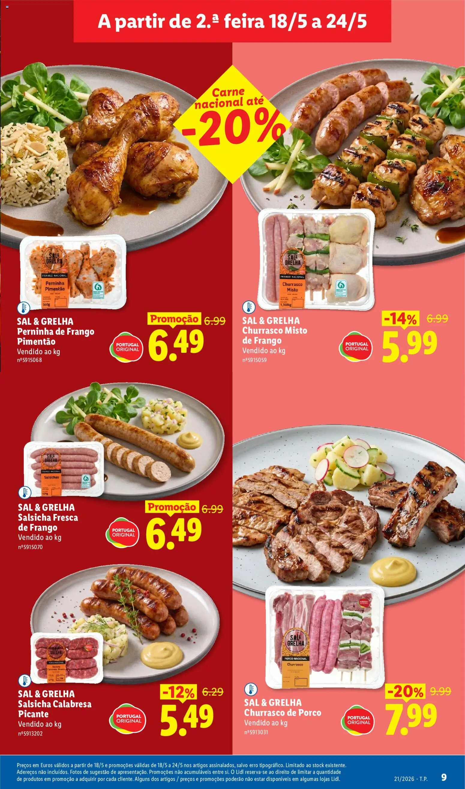 Lidl folheto │ válido de 18.05.2026 | Página: 9 | Produtos: Pimentão, Sal, Salsicha, Carne