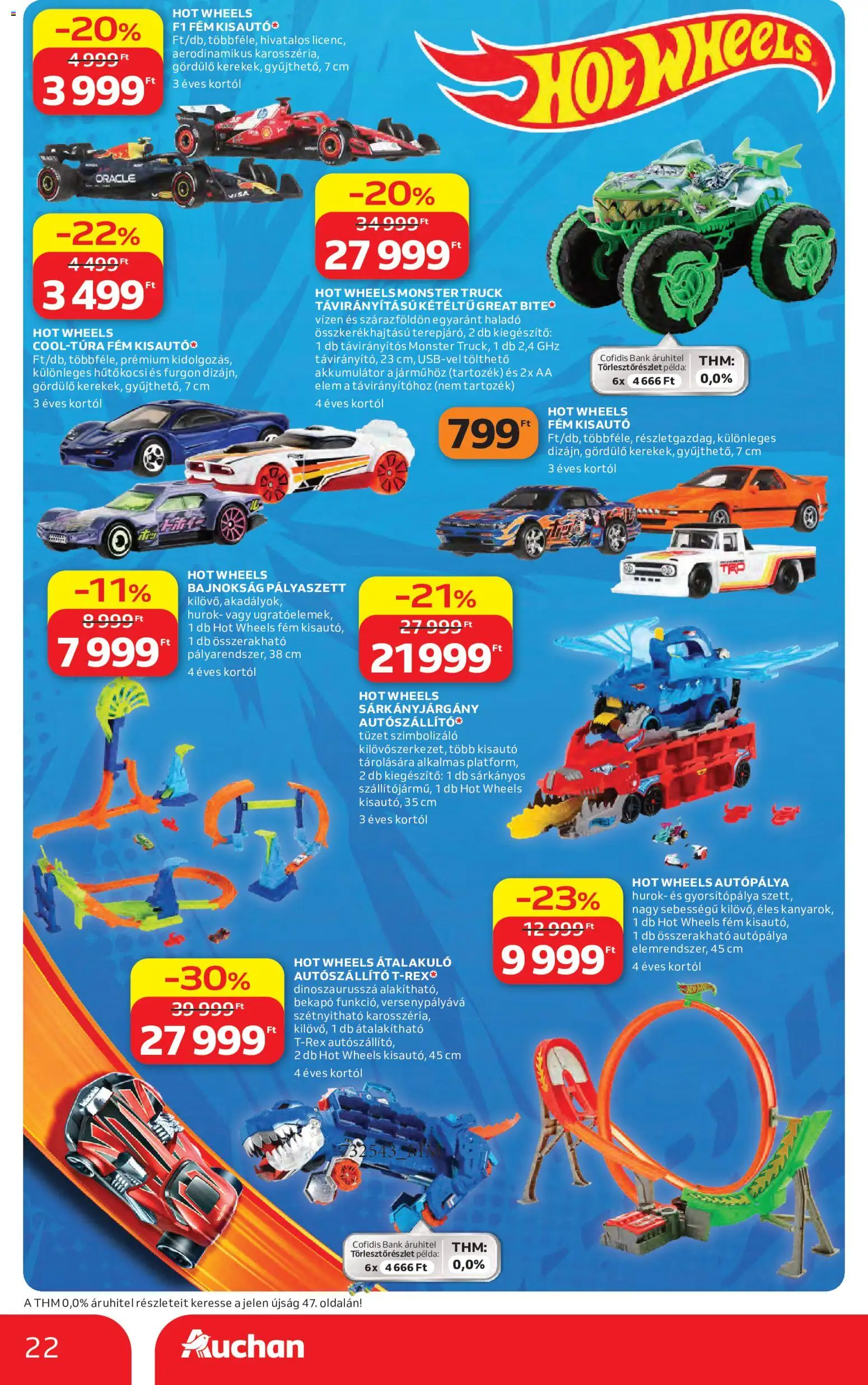 Auchan akciós ujság - amely érvényes a következő dátumtól: 2026.10.22. | Oldal: 22 | Termékek: Hot Wheels, Akkumulátor, Elem, Kisautó