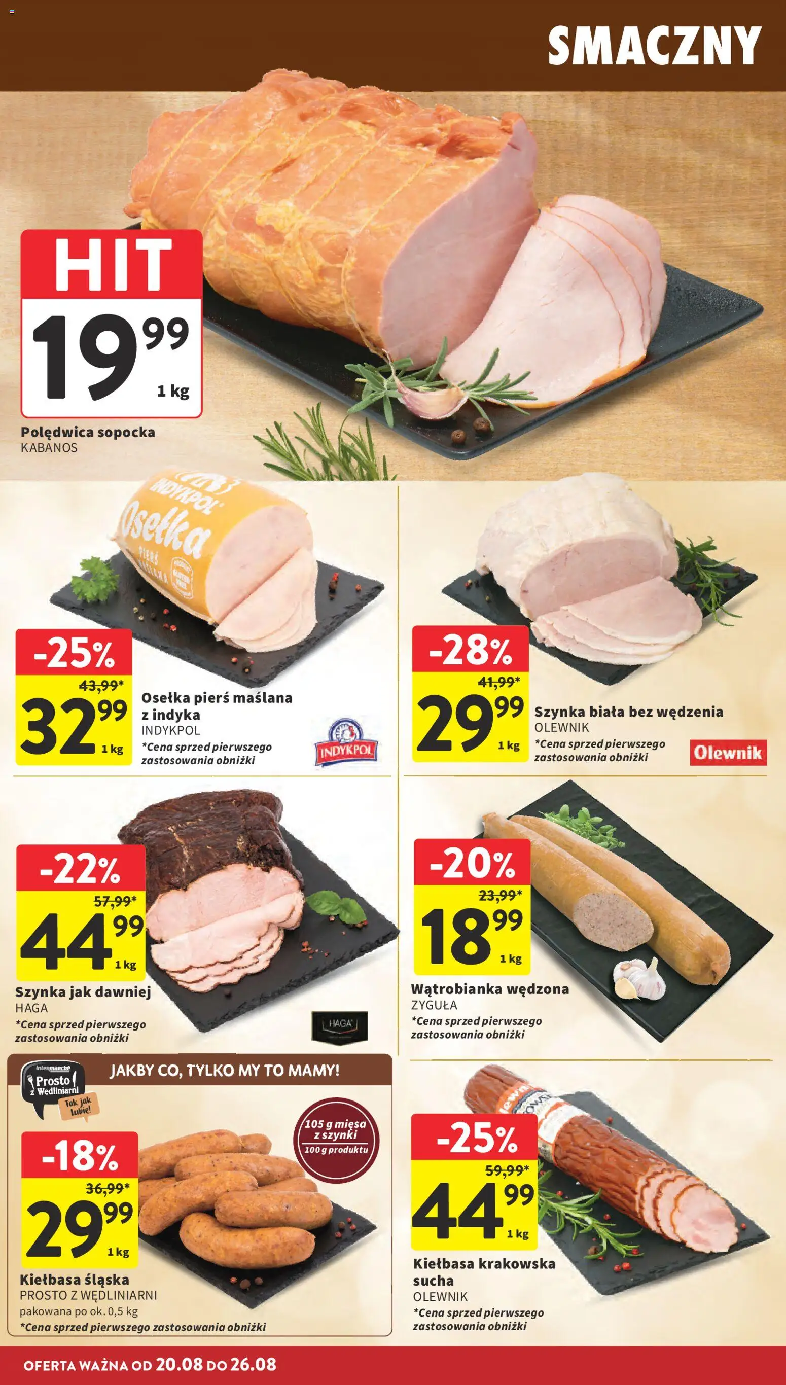 Intermarche gazetka od 20.08.2026 | Strona: 18 | Produkty: Kiełbasa, Osełka, Kabanos, Kiełbasa krakowska