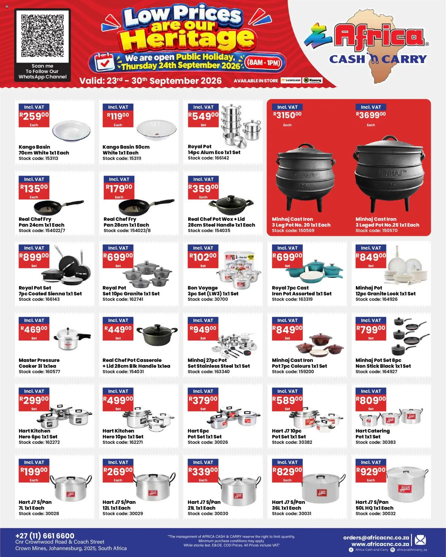 New Africa Cash & Carry catalogue – valid from 23/09/2026 | Page: 47 | Products: Iron, Cooker, Basin, Stock