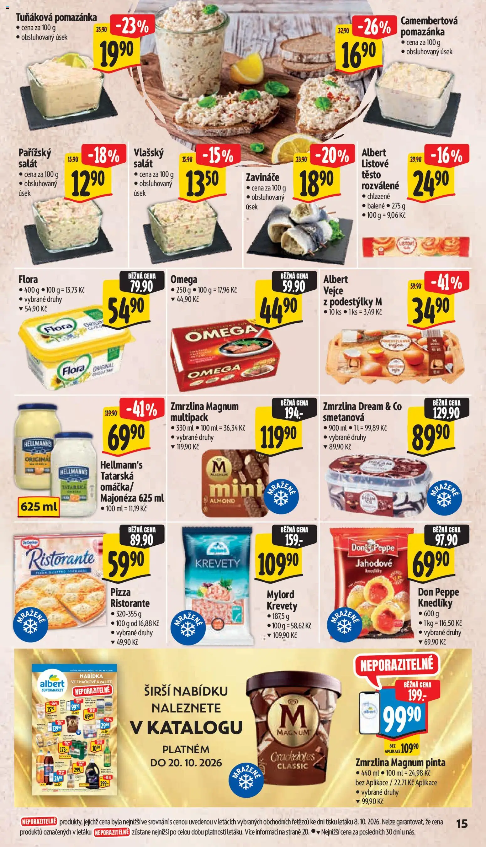 Albert leták - Supermarket Šumperk od 14.10.2026 | Strana: 29 | Produkty: Tuňáková pomazánka, Salát, Pizza Ristorante, Flora