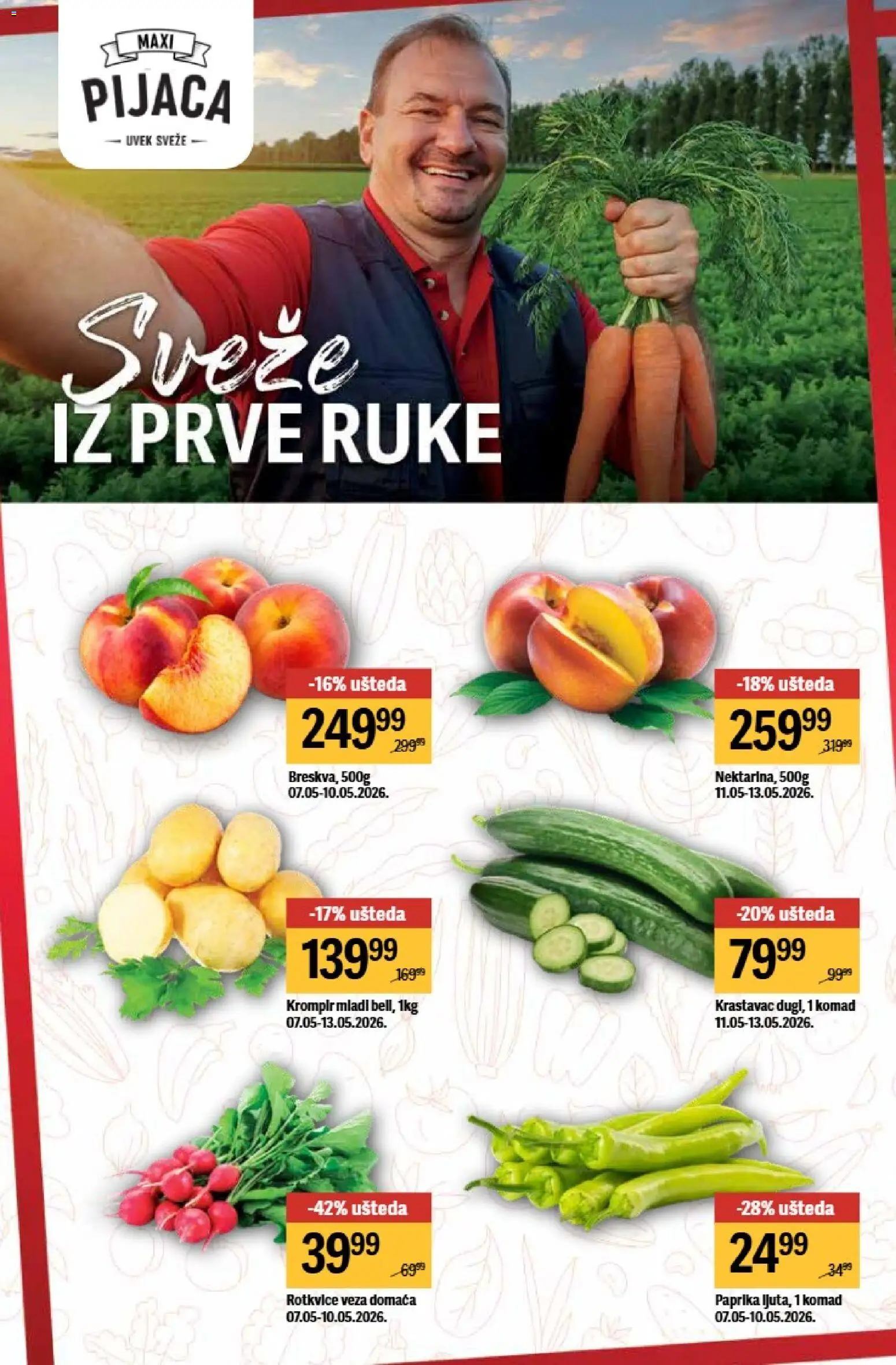 Maxi katalog - važi od 07.05.2026 | Strana: 10 | Proizvode: Krastavac, Krompir, Paprika, Breskva