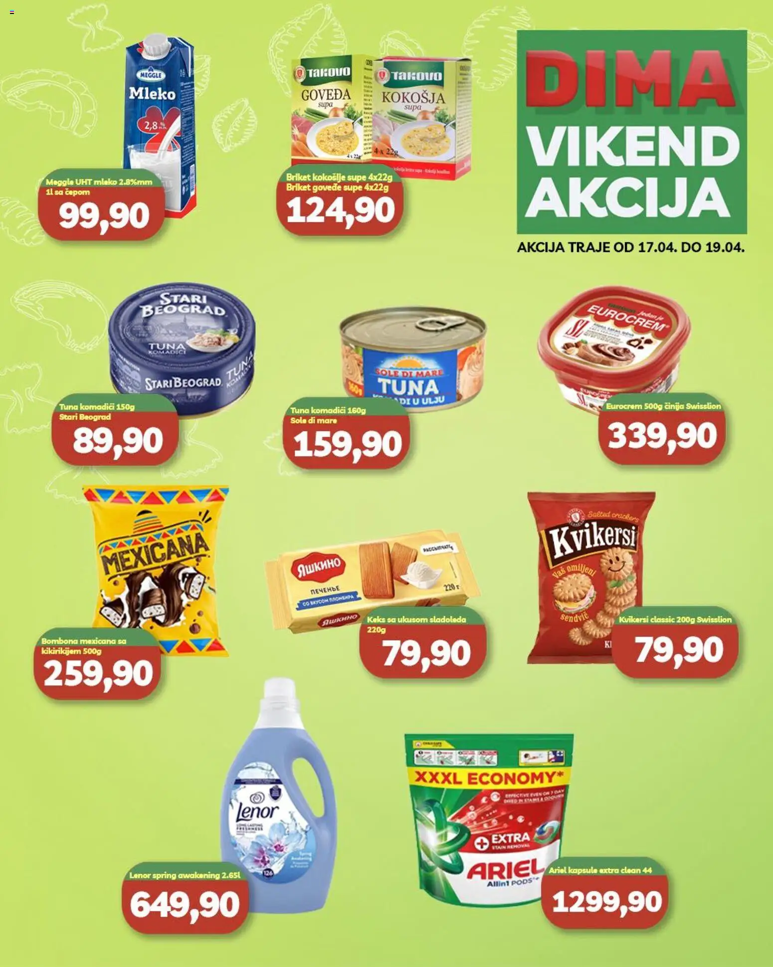 VP Dima katalog - važi od 17.04.2026 | Strana: 1 | Proizvode: Ariel, Keks, Kapsule, Mleko