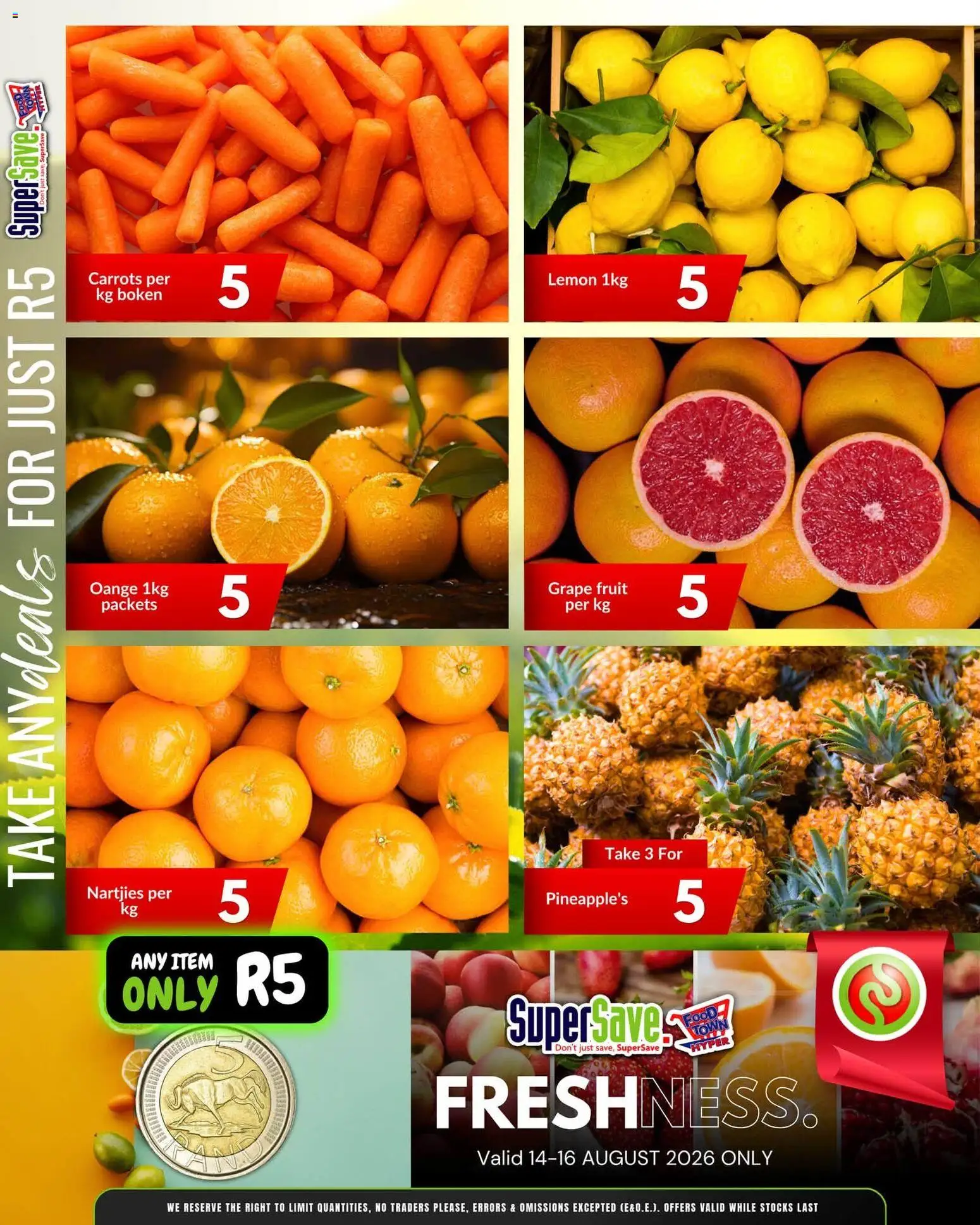 New Super Save catalogue – valid from 14/08/2026 | Page: 3 | Products: Carrots, Fruit, Lemon