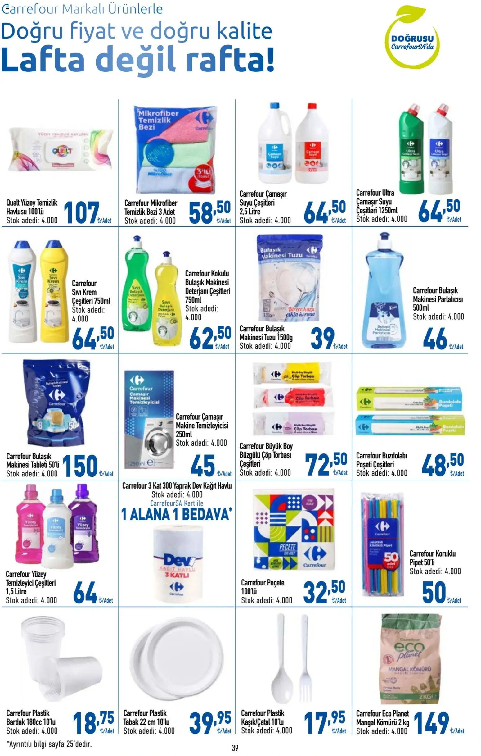 CarrefourSA Katalog - 06 Ağustos 2026 tarihinden itibaren geçerlidir | Sayfa: 39 | Ürünler: Krem, Deterjan, Kağıt havlu, Bardak