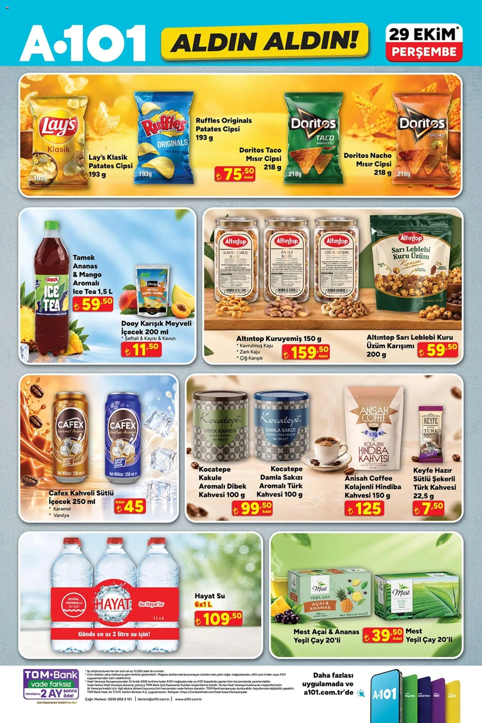 A101 - Katalog Aldın Aldın - 29 Ekim 2026 tarihinden itibaren geçerlidir | Sayfa: 1 | Ürünler: Çay, Kuru üzüm, Kavun, Mısır