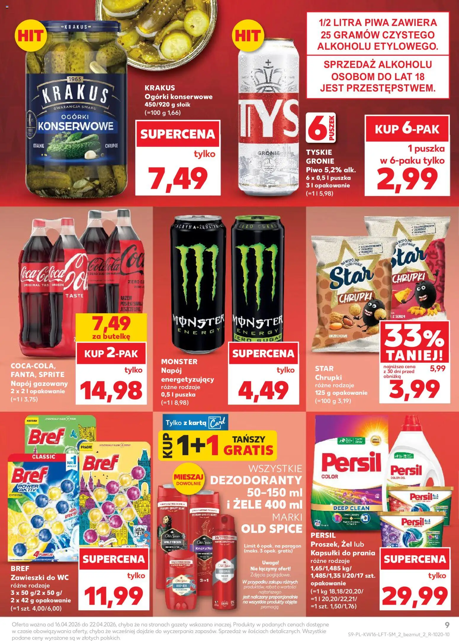 Kaufland gazetka od 16.04.2026 | Strona: 9 | Produkty: Persil, Chrupki, Tyskie, Piwo