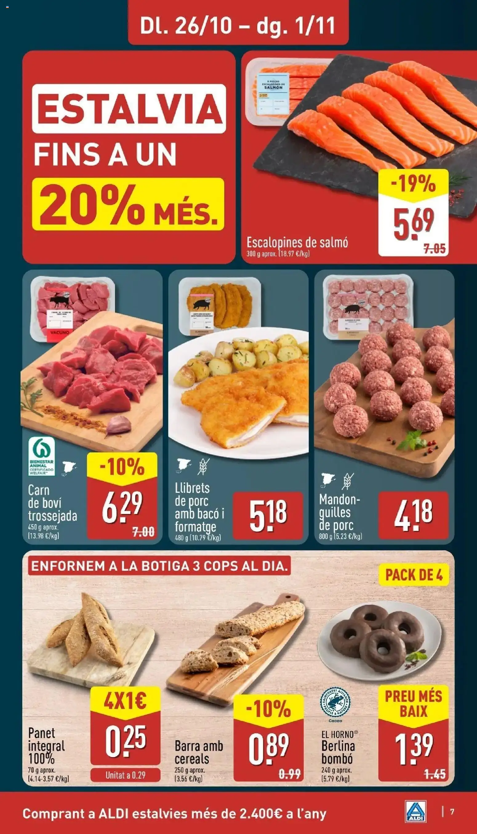 Aldi - Qué poco cuesta comprar bien │ válido desde el 26/10/2026 | Página: 7 | Productos: Queso, Pan, Cereales, Cacao