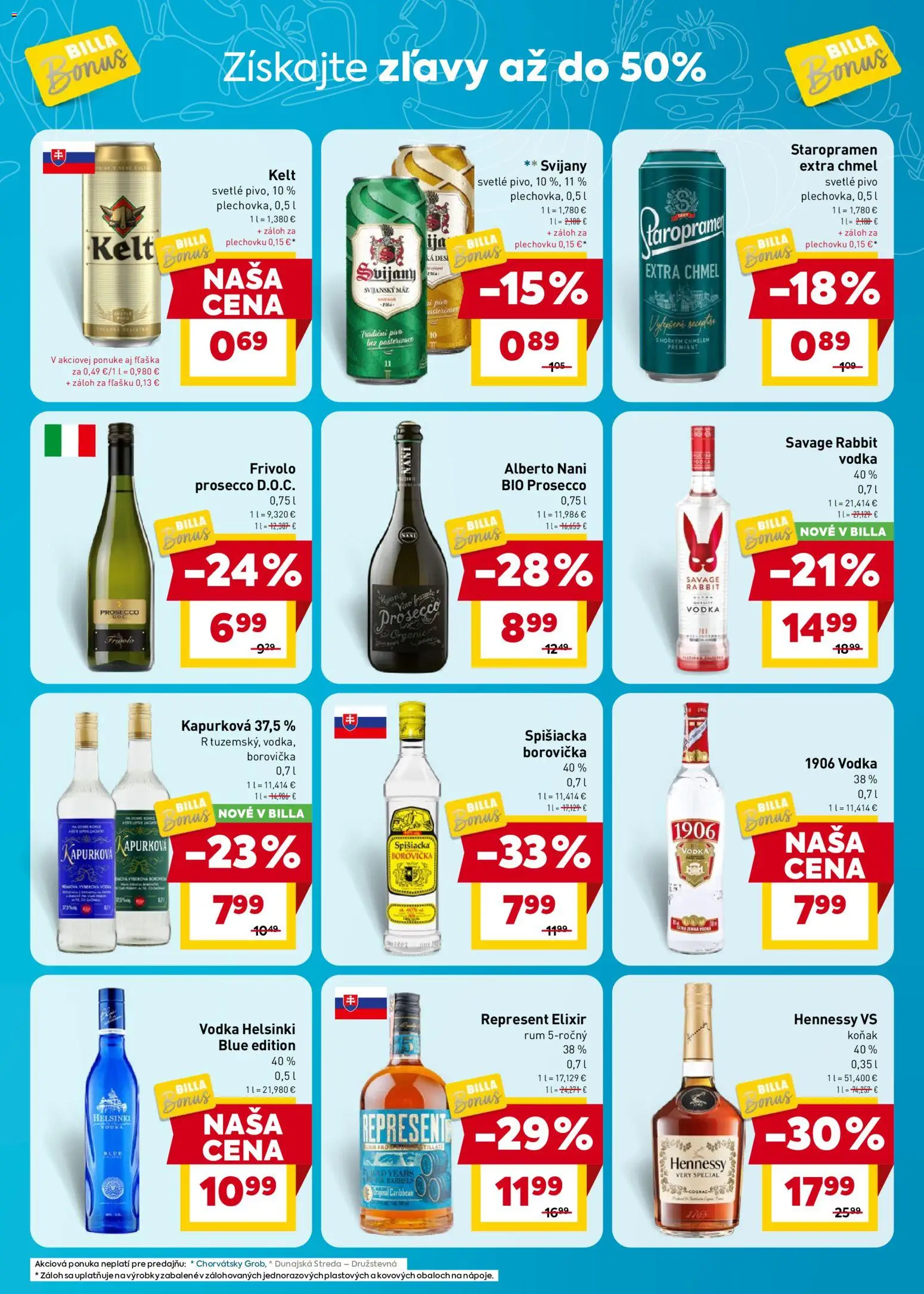 Nové Billa akcie – leták je platný od 05.08.2026 | Strana: 7 | Produkty: Pivo, Prosecco, Svijany, Hennessy
