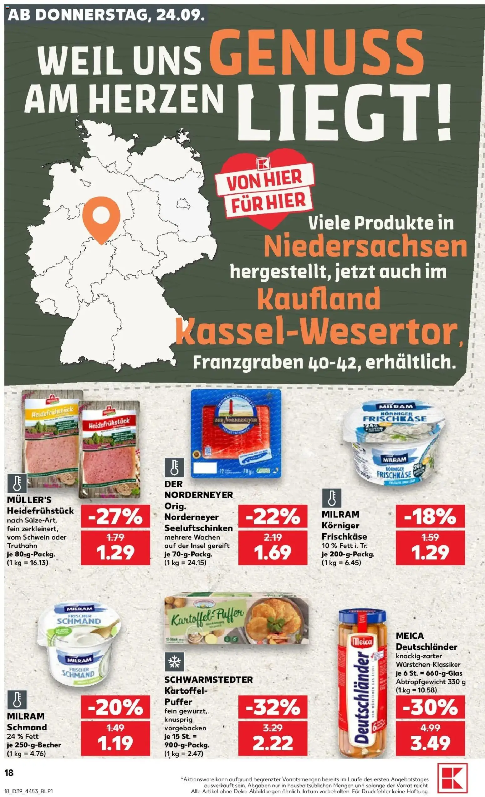 Prospekt Kaufland ab 24.09.2026 » Angebote Online zum Blättern | Seite: 18 | Produkte: Meica, Milram, Frischkase