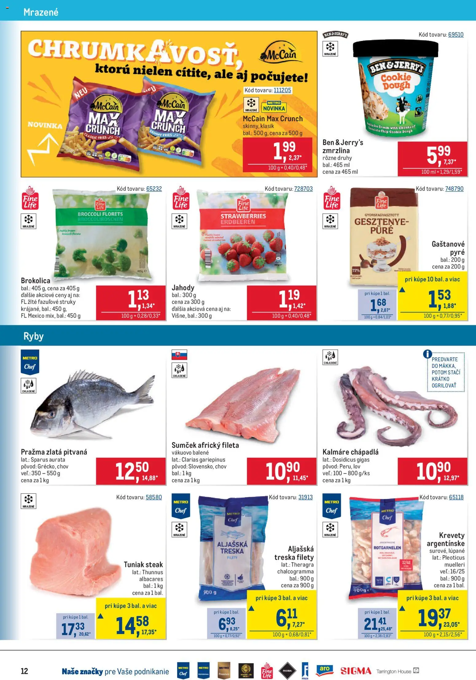 Nové Metro akcie – leták je platný od 09.09.2026 | Strana: 12 | Produkty: Ryby, Brokolica, Ben & Jerry's zmrzlina, Jahody