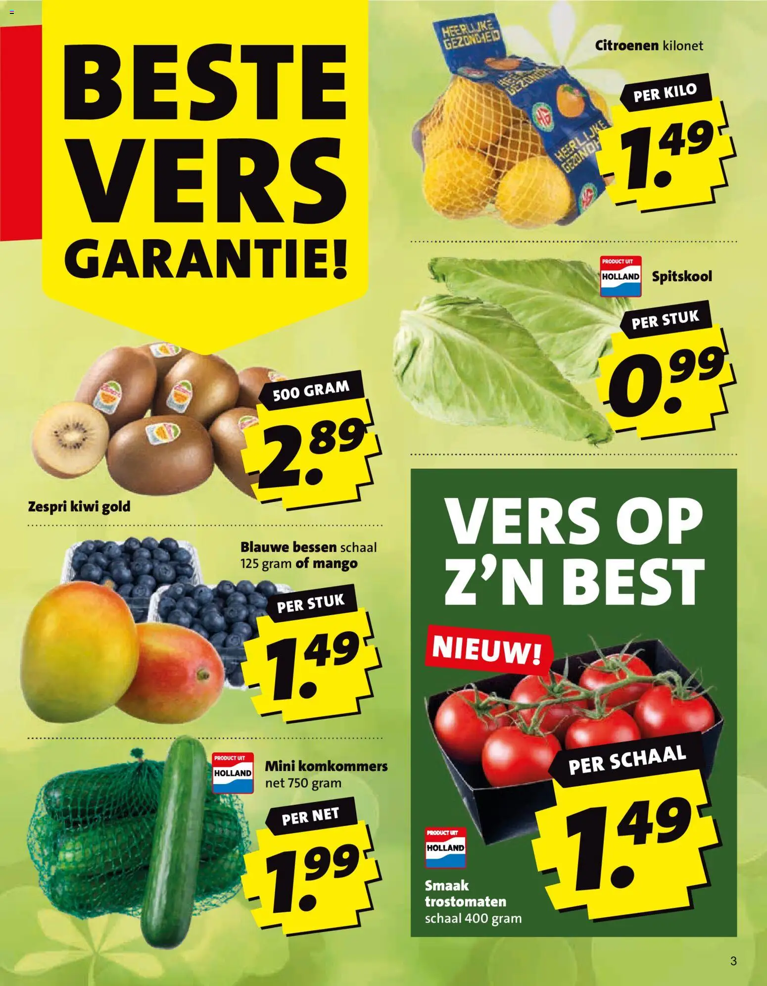 {H1} | Pagina: 3 | Producten: Kiwi, Schaal, Komkommers, Mango