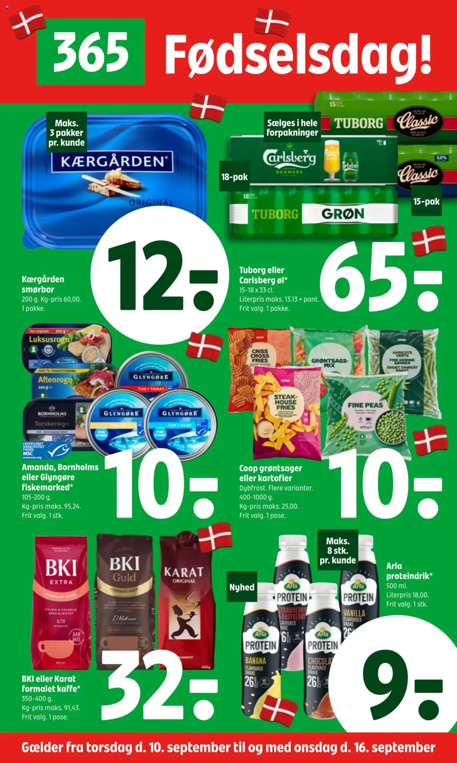 Coop 365 tilbudsavis – gyldig fra 10/09/2026 | Side: 1 | Produkter: Kartofler, Bønner, Tun, Grønne Bønner